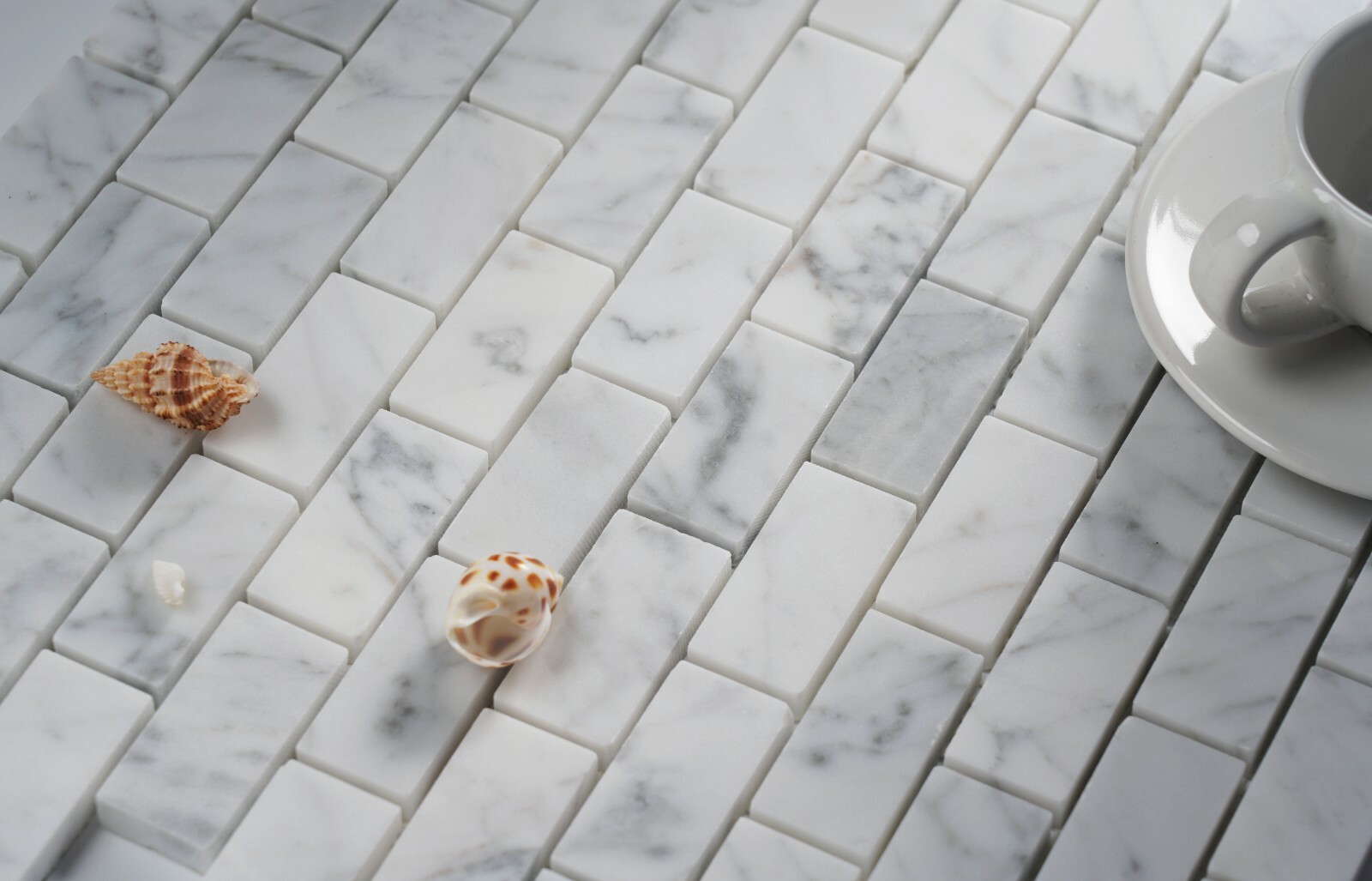 Simple Tile – Marble Mosaic Tile “1”X2″ Brick Collection” Carrara White Honed