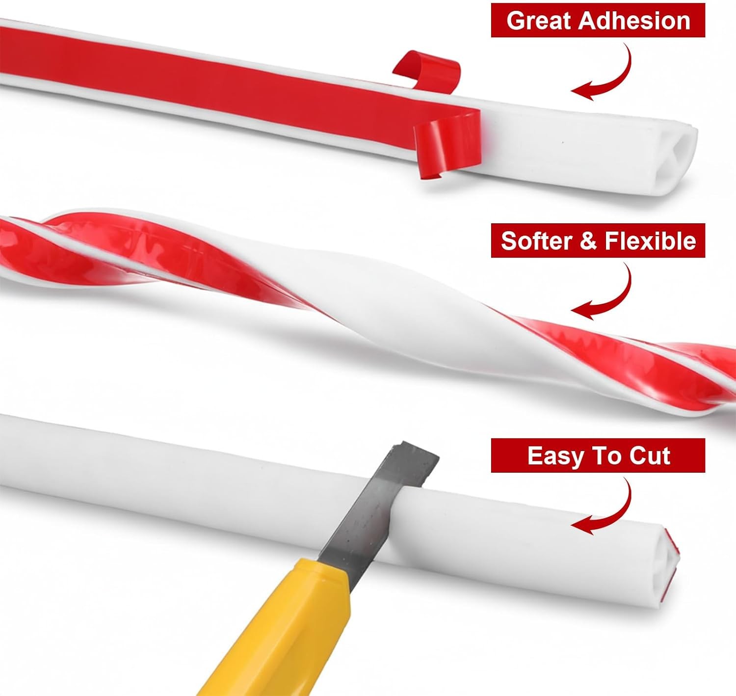 Flexible Silicone Rubber Edge Trim, Peel and Stick Bendable Molding for Floor,