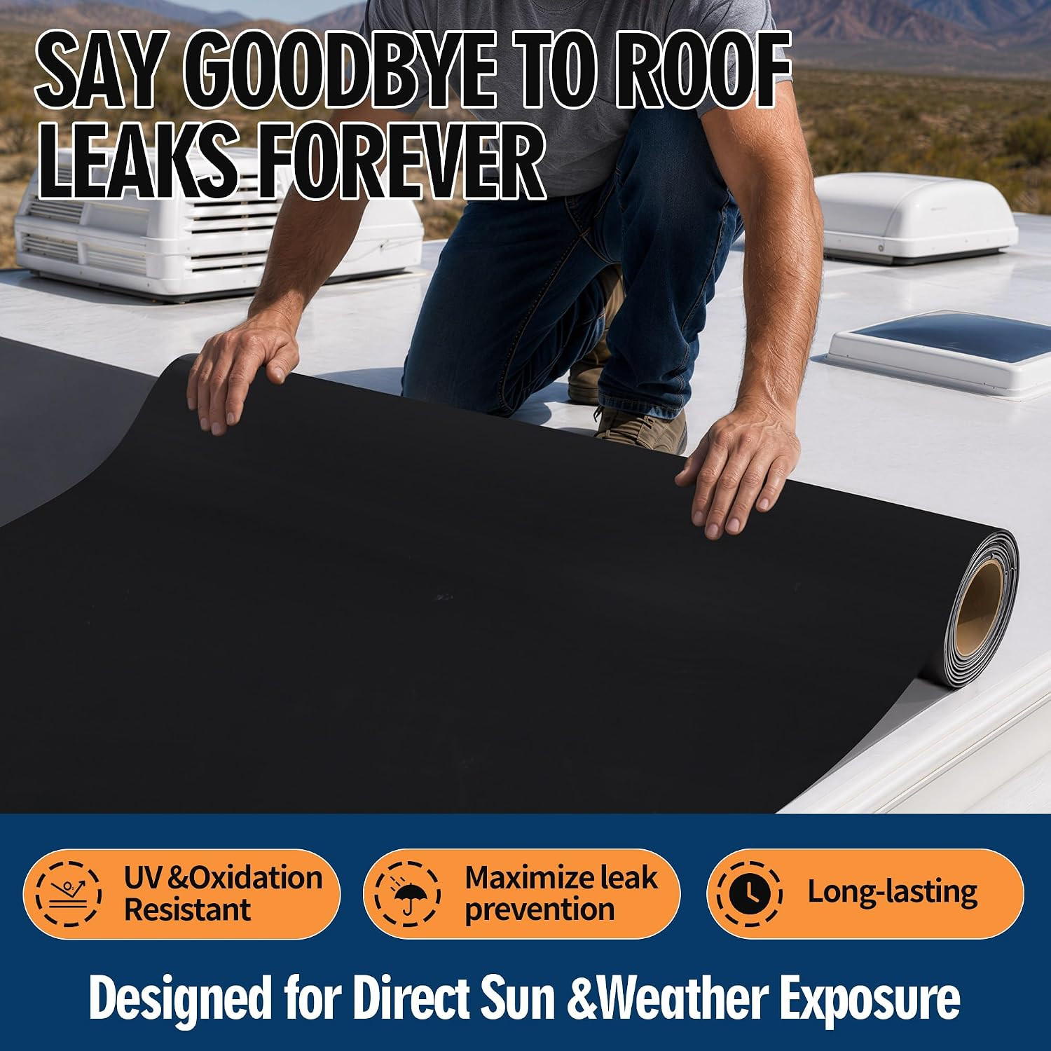 51 Mil Self-Adhesive EPDM Rubber Roofing Rolls, 39″ X 16Ft Rubber Roofing Membra