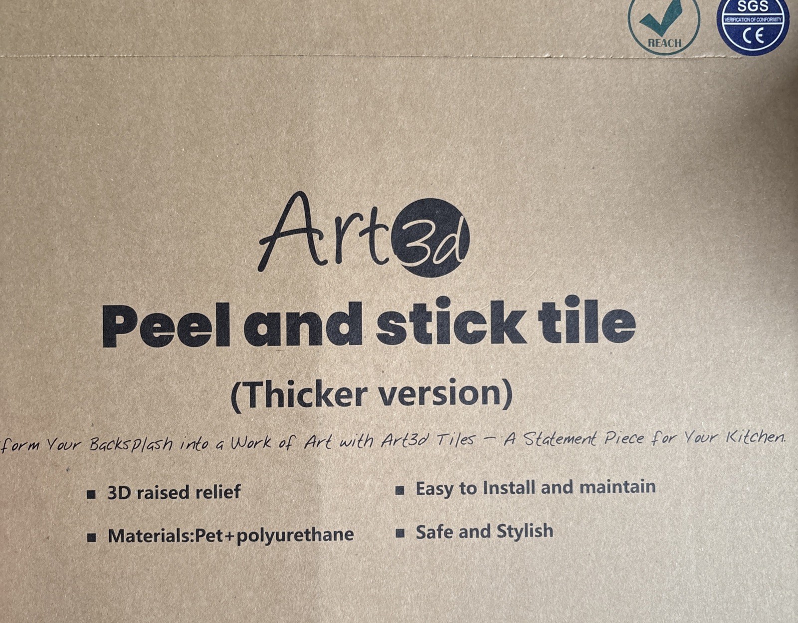 Art3d 10-Pack Peel Stick Backsplash Tiles 12×12 Self Adhesive Kitchen Wall Decor