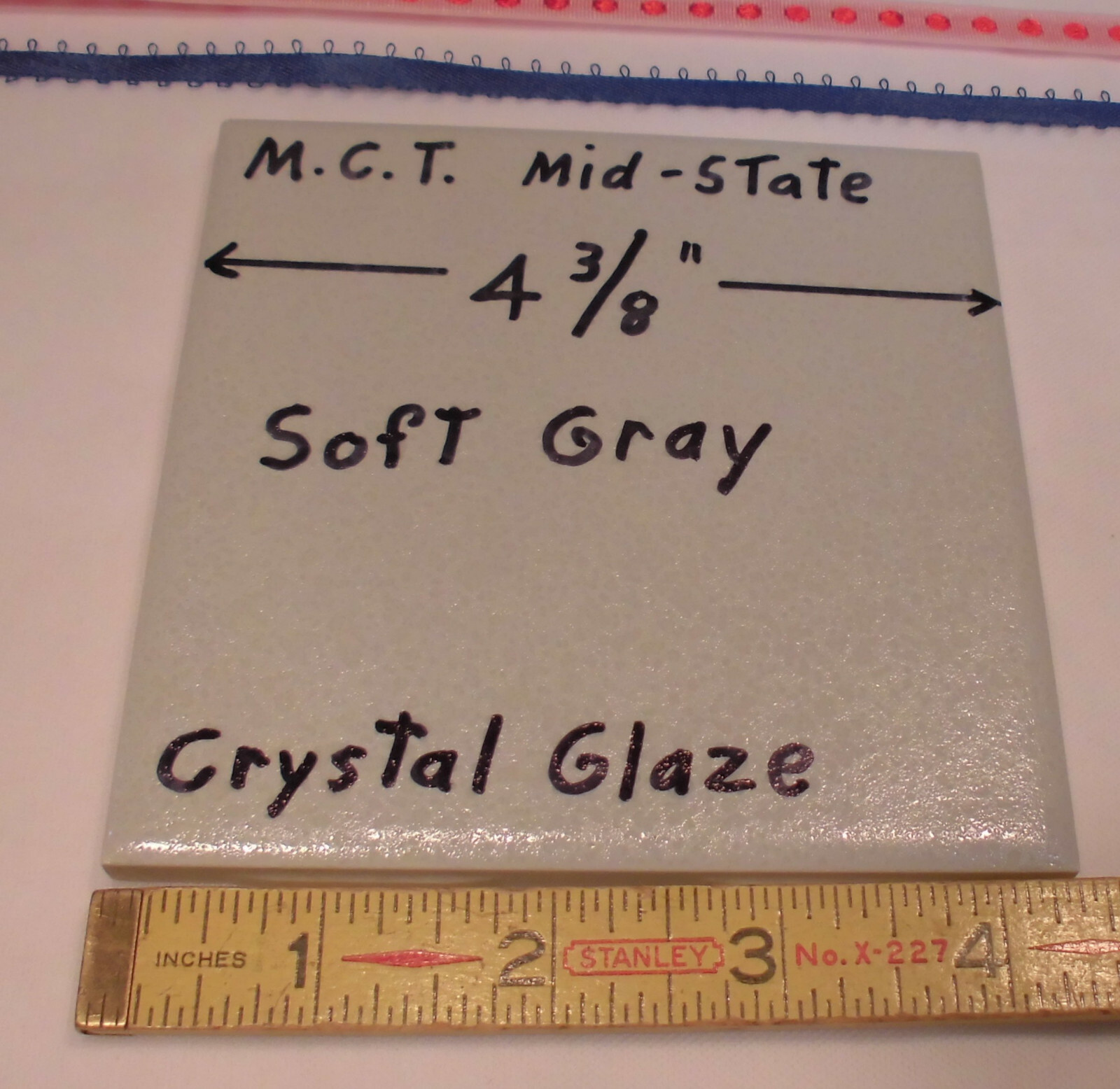 1 pc. Ceramic Tile *Gray Crystal Glazed* by M.C.T. ; Mid-State Co. 4-3/8″ New