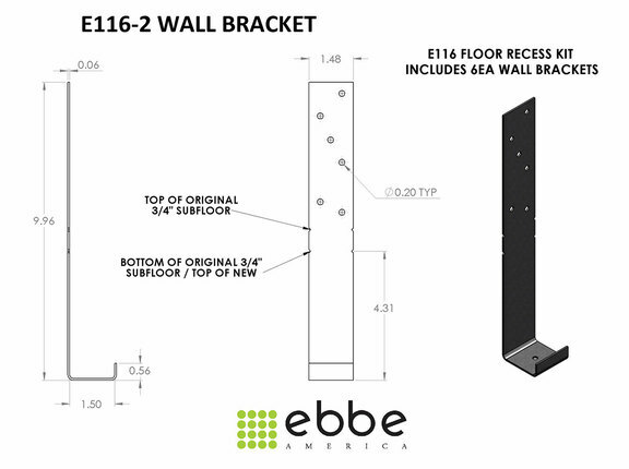 Ebbe Subfloor Recess Kit – Lowering System Bracket Barrier Free Shower Joist
