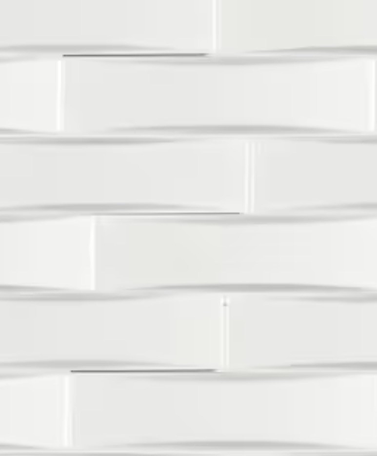 Boutique White Wall Tile #1351416 Glazed Ceramic 2” X 7. 7/8” Weave Curve 80pc