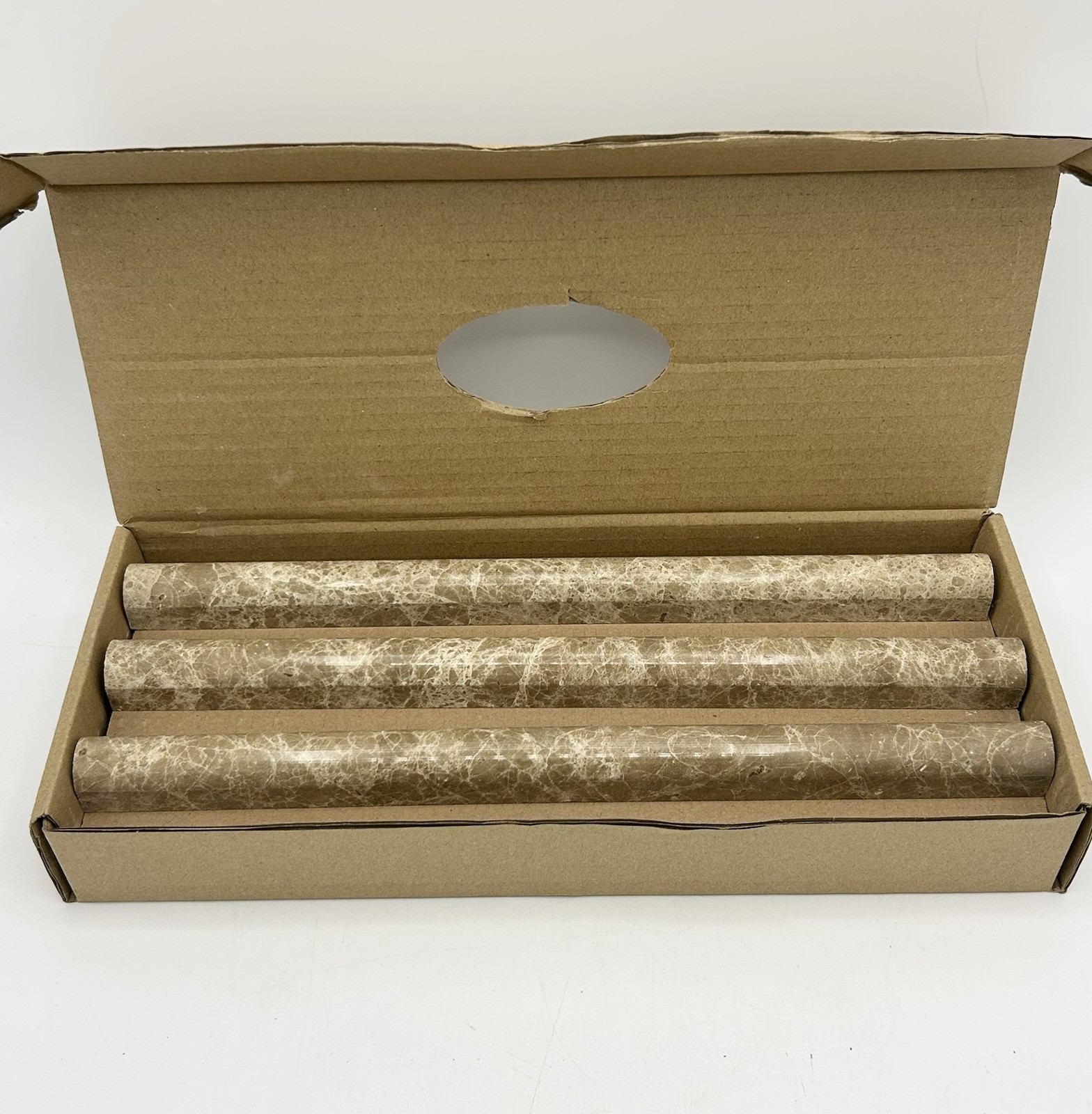 3/4″x12″ Walnut Marble Travertine Chair Rail Pencil Profile Molding Tile 8 Pack