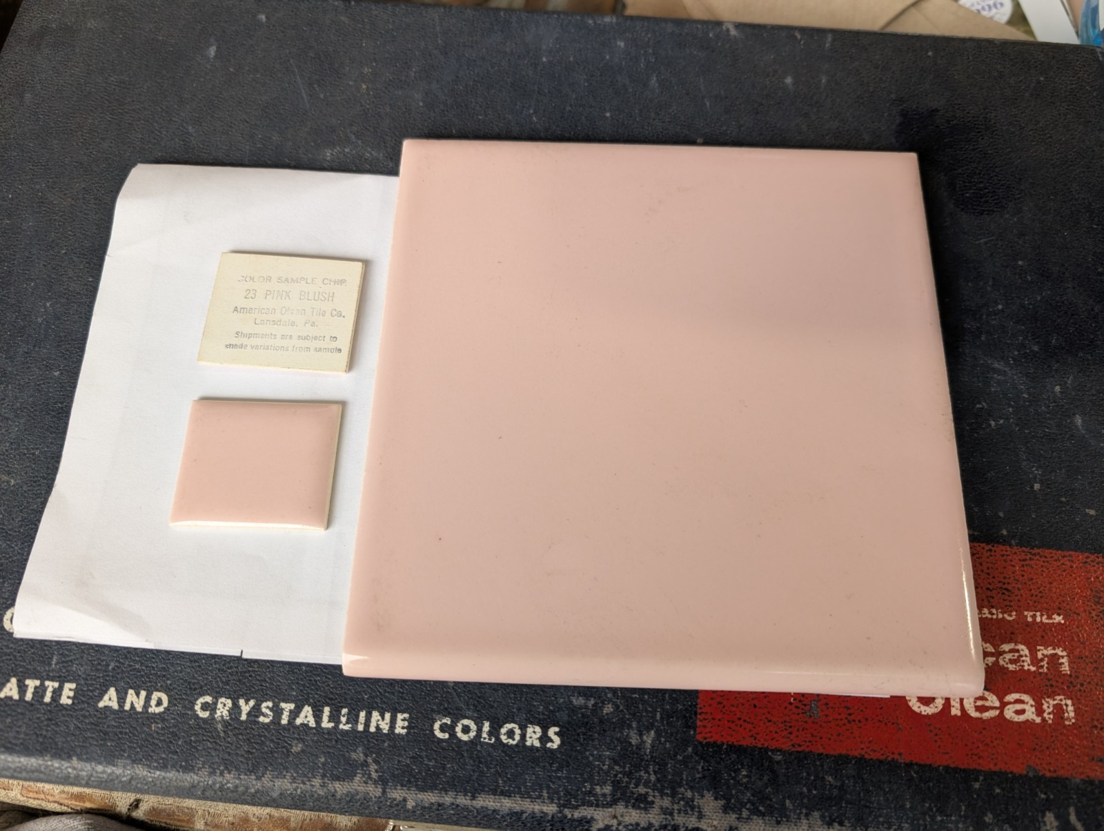 1 pc Ceramic Tile #23 Pink Blush American Olean Bullnose 6×6 S4669 Thin Set