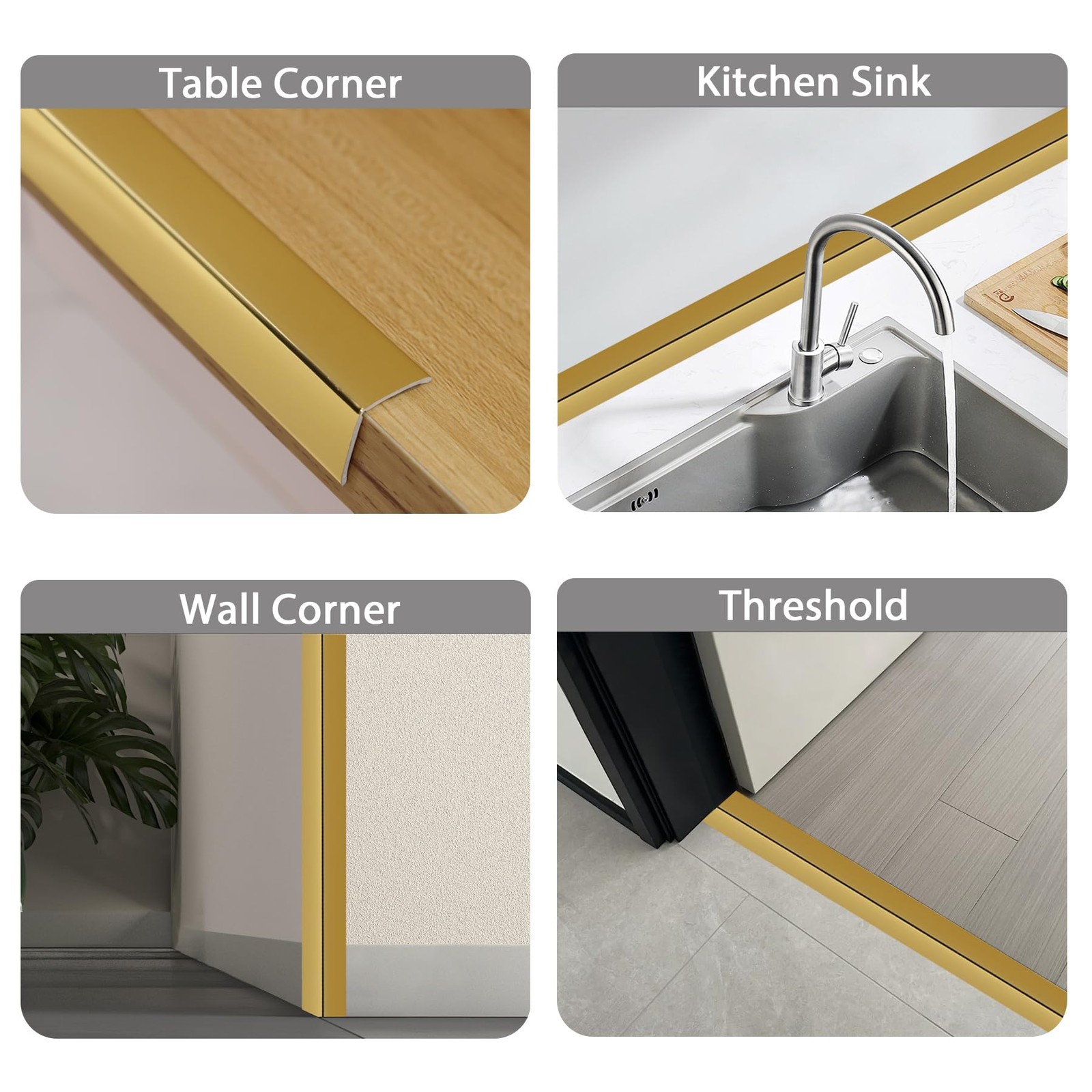 Gold Peel And Stick 16.4 ft x 1.6 Inch Wall Moulding Frames For Kitchen Bathroom