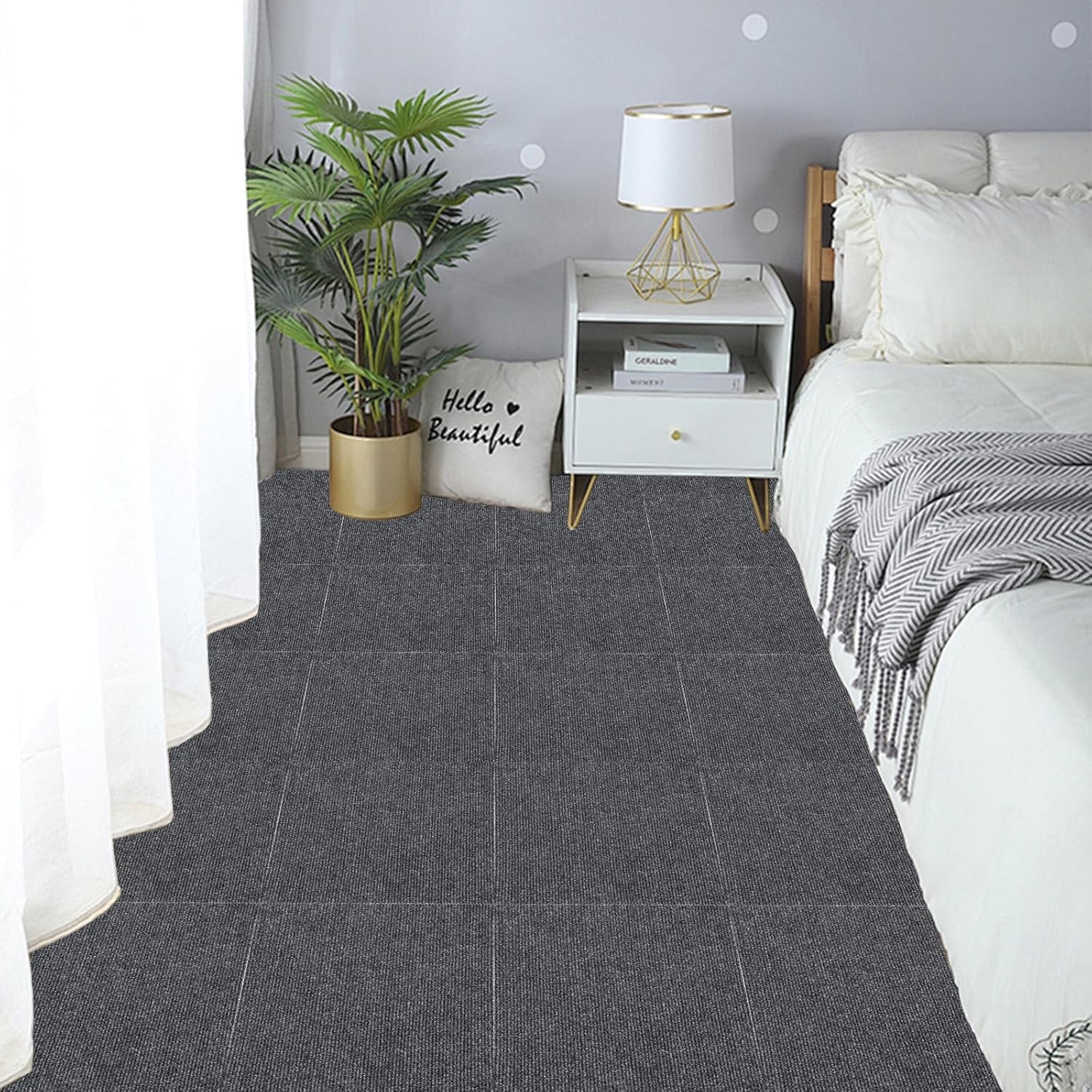 30 Pack Peel and Stick Self Adhesive 12×12 Carpet Tiles for Baseboards