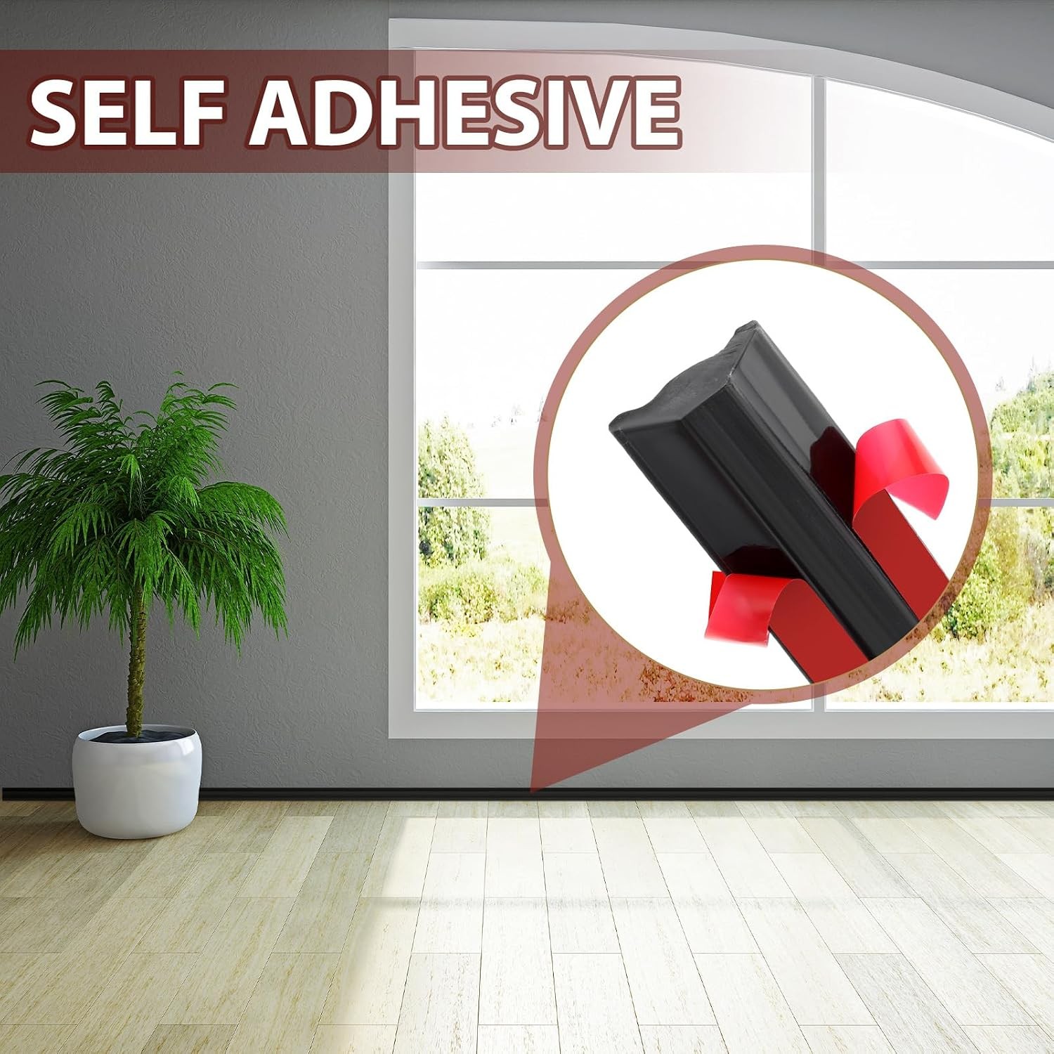 1 Pcs Black 9.84 ft X 1/2 Inch Peel and Stick Baseboard Molding Trim Flexible