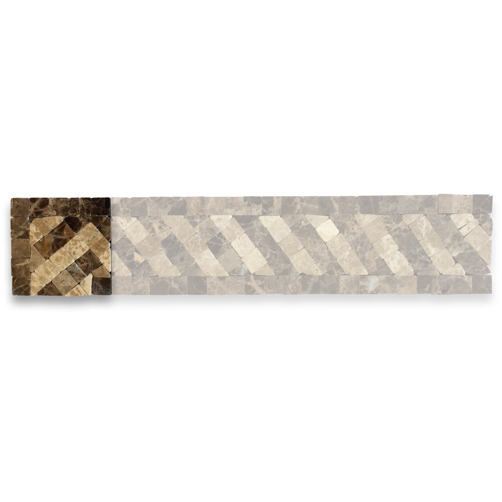 B0089CP Marble Mosaic Border Accent Tile Renaissance Emperador 2×2 Polished