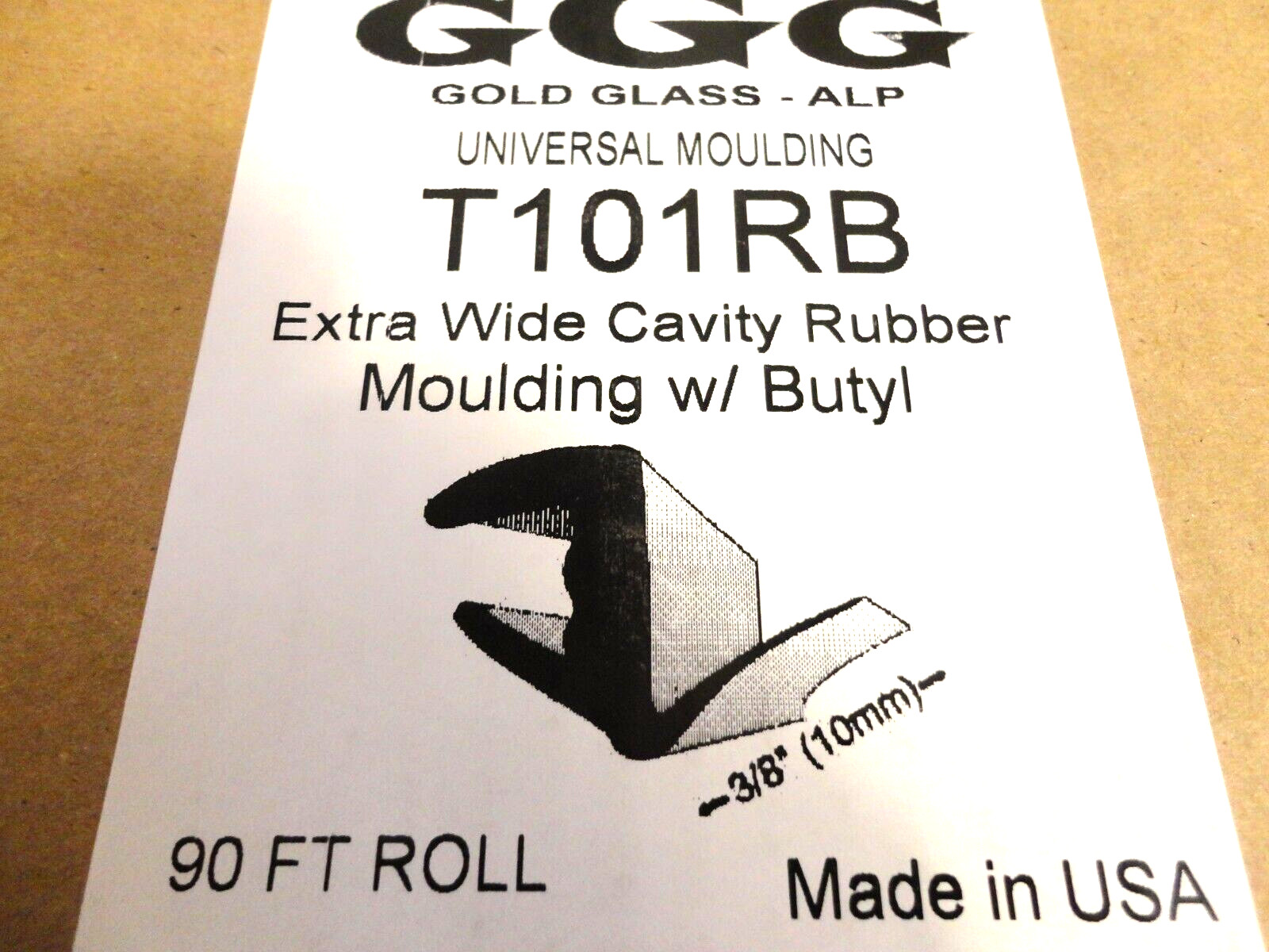 T101RB EXTRA WIDE CAVITY UNIVERSAL RUBBER MOULDING W/BUTYL / 90FT ROLL