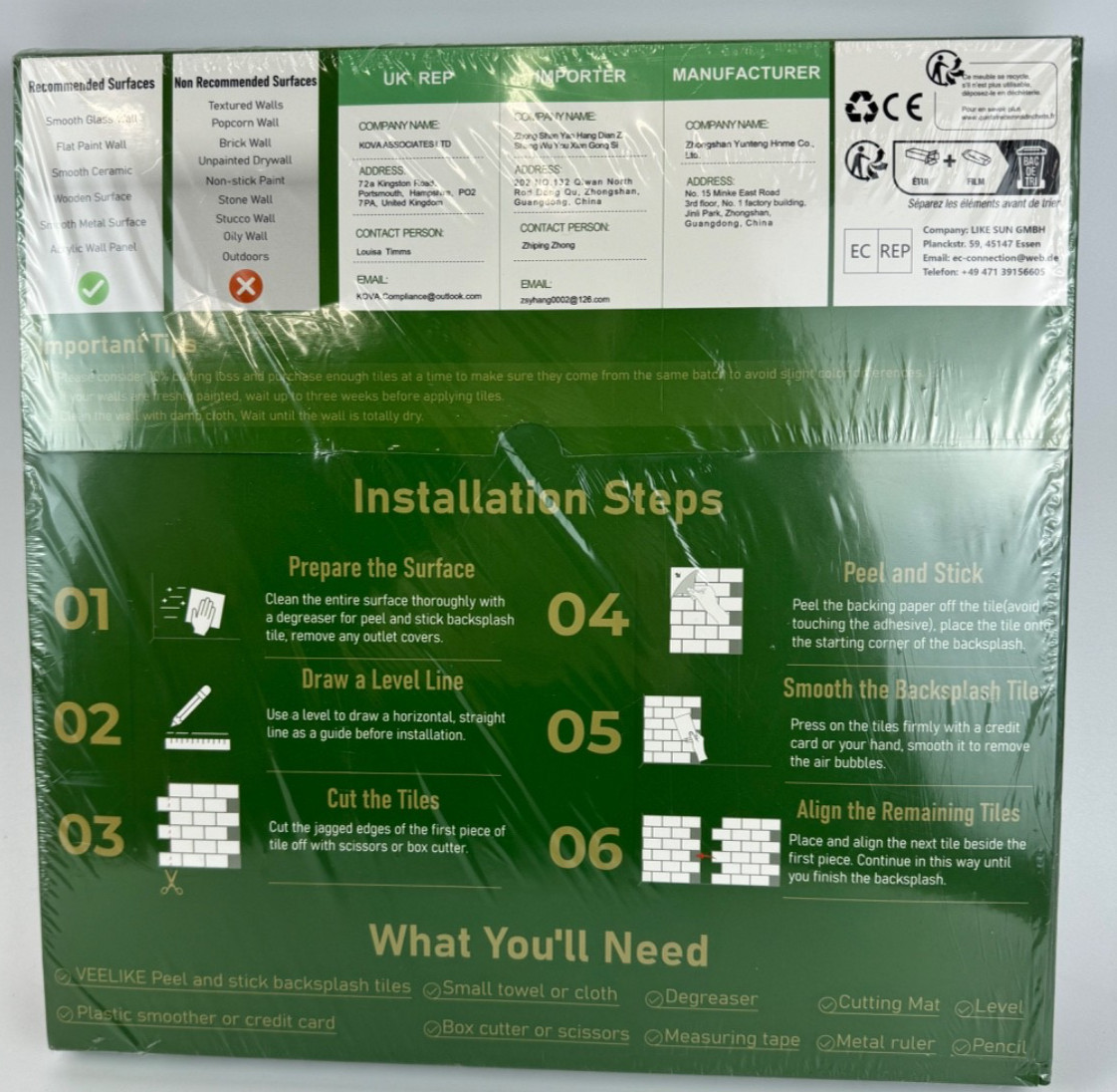 VEELIKE 24-Sheets Retro Green Subway Tile Peel and Stick Backsplash for Kitchen