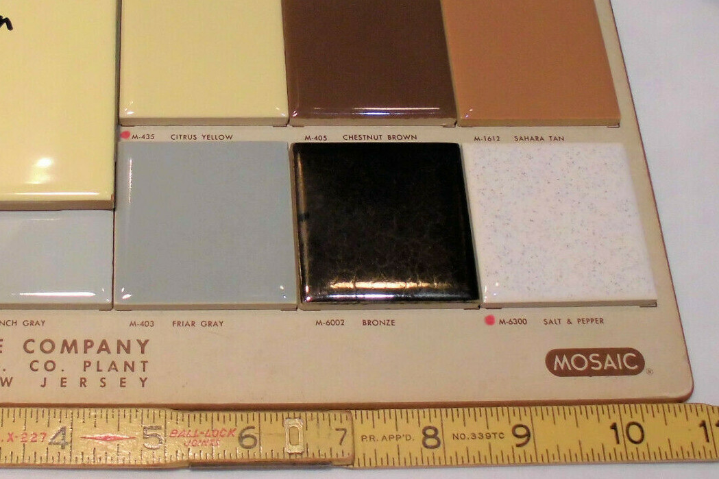 1 pc. Glossy Yellow Ceramic Tile 4-3/8″ ; Matches: Florida, Mosaic & Robertson