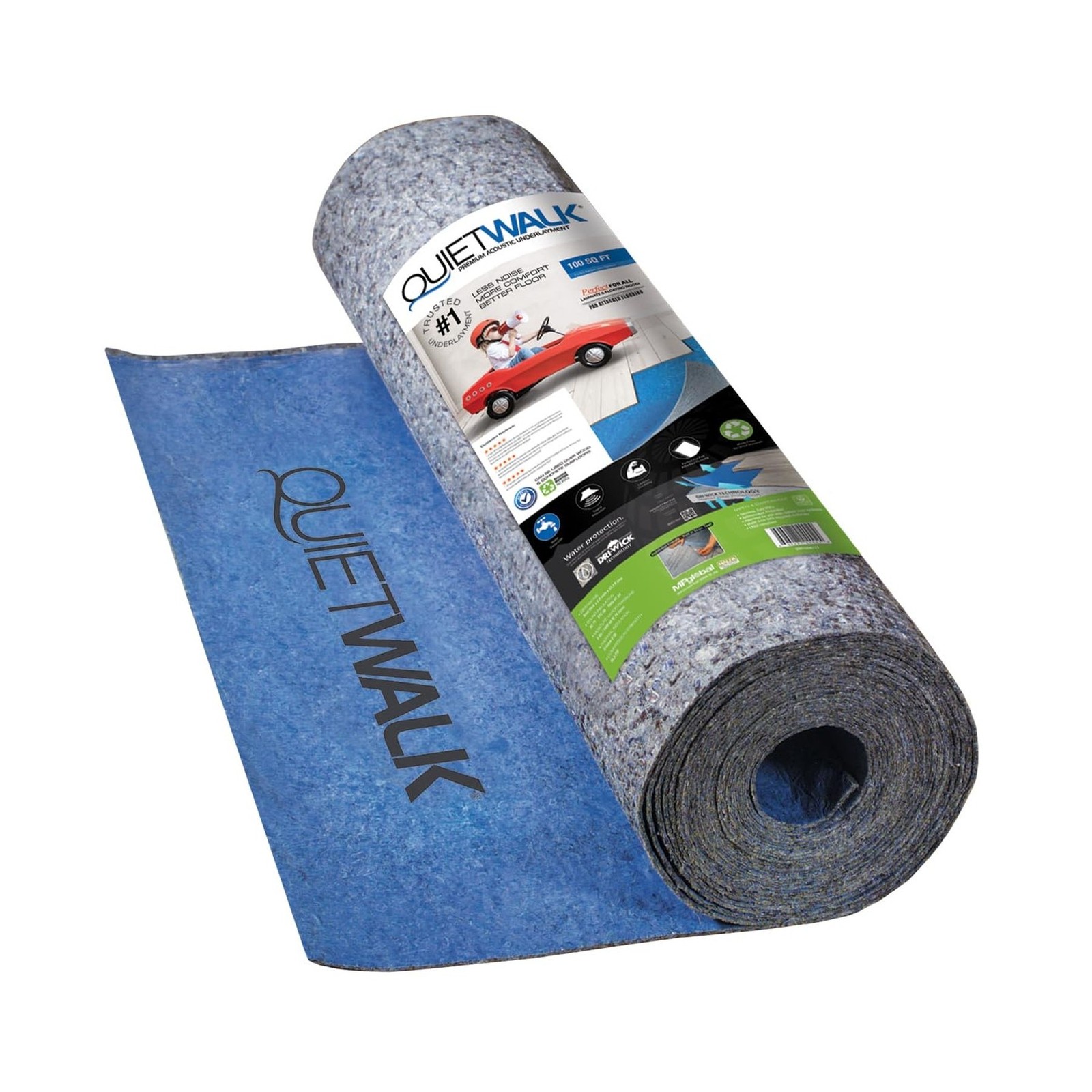 QuietWalk Underlayment 360 sq ft – 3 mm Thick – for Laminate & Hardw