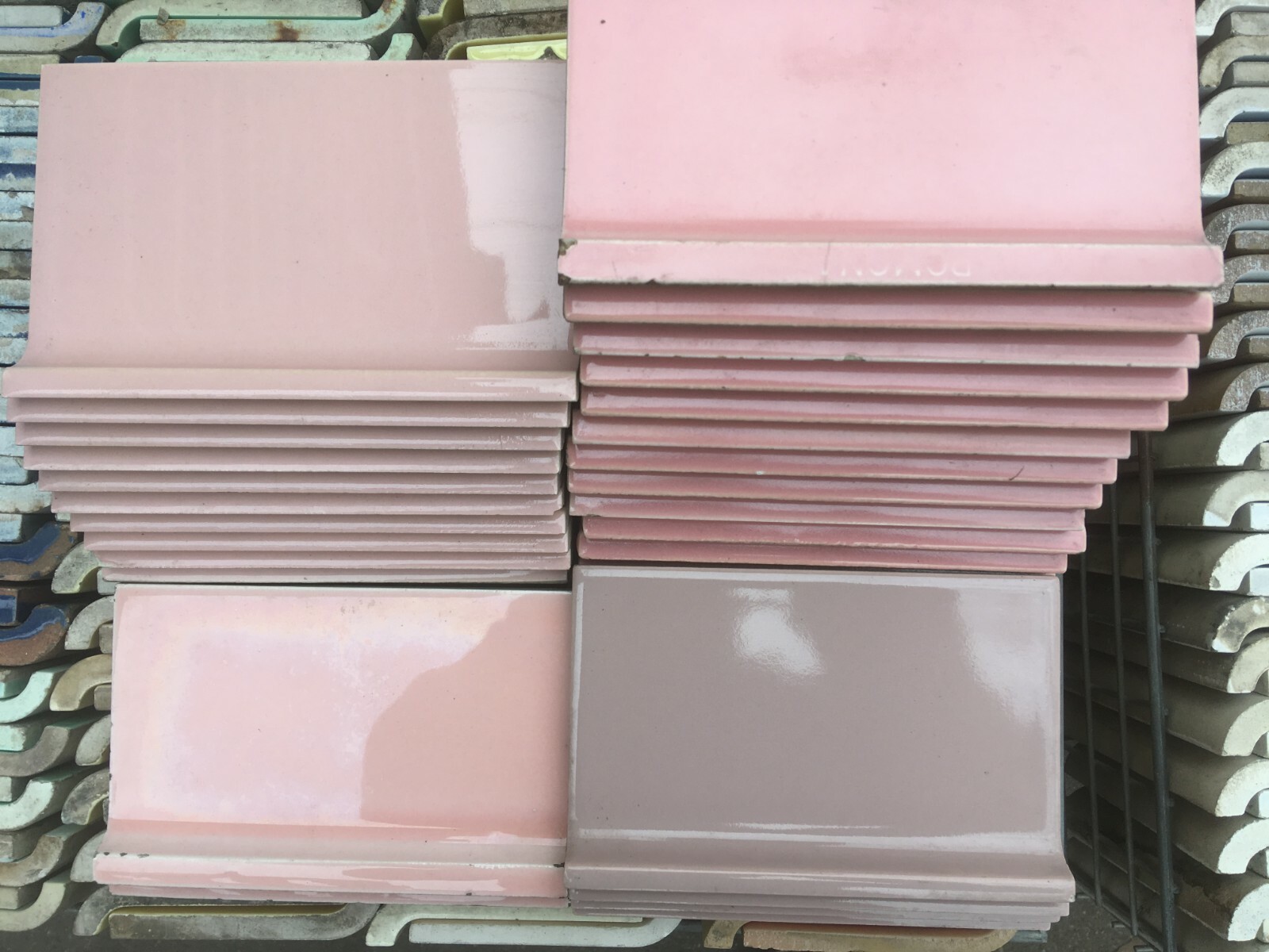 matching Cove Base Tile Blue Green Pink Yellow Tan Black Grey 3 3/4 or 4 1/4 x 6