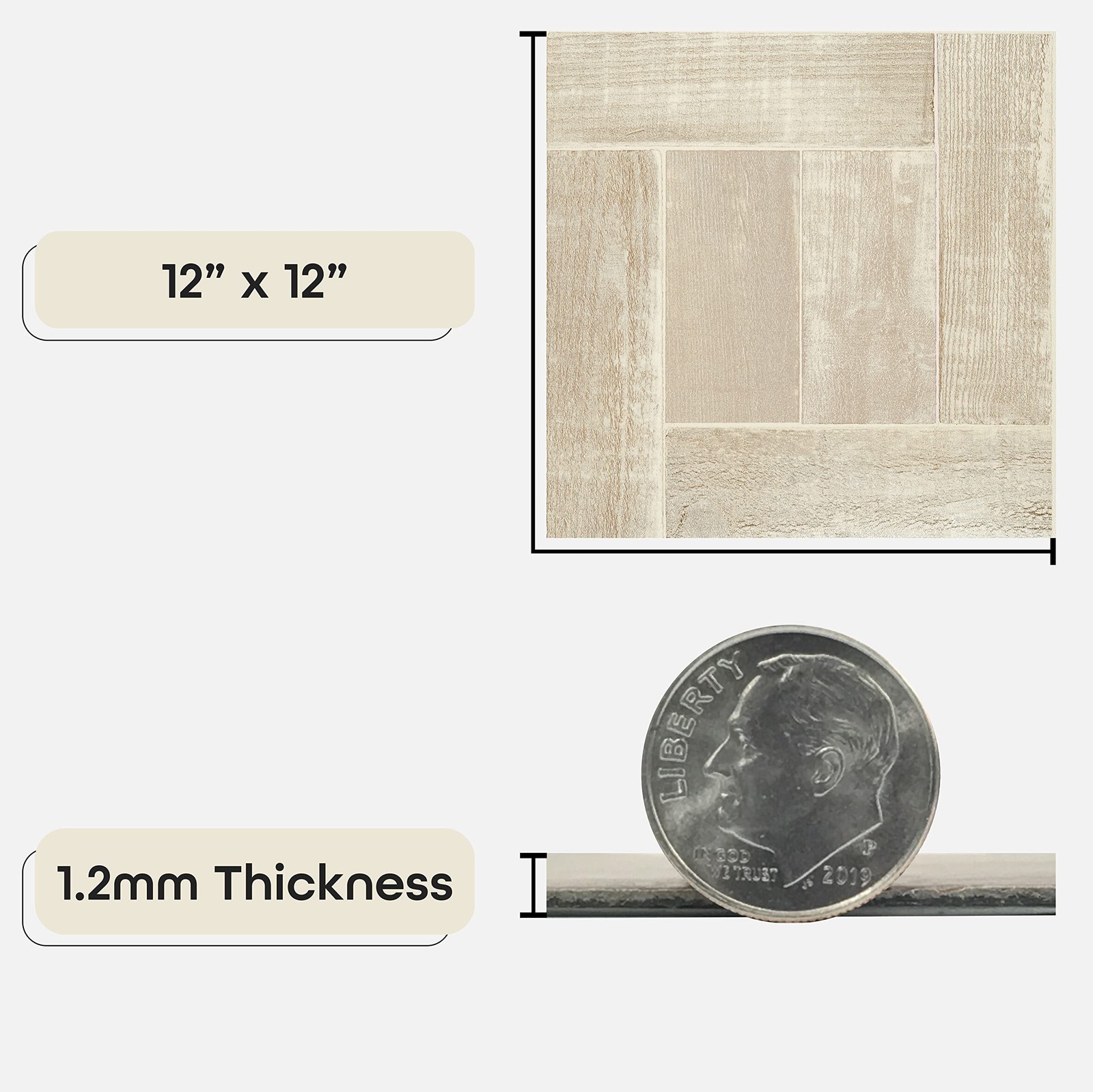 Nexus Self Adhesive 12-Inch Vinyl Floor Tiles, 20 Tiles – 12″ x 12″, Saddlewo…