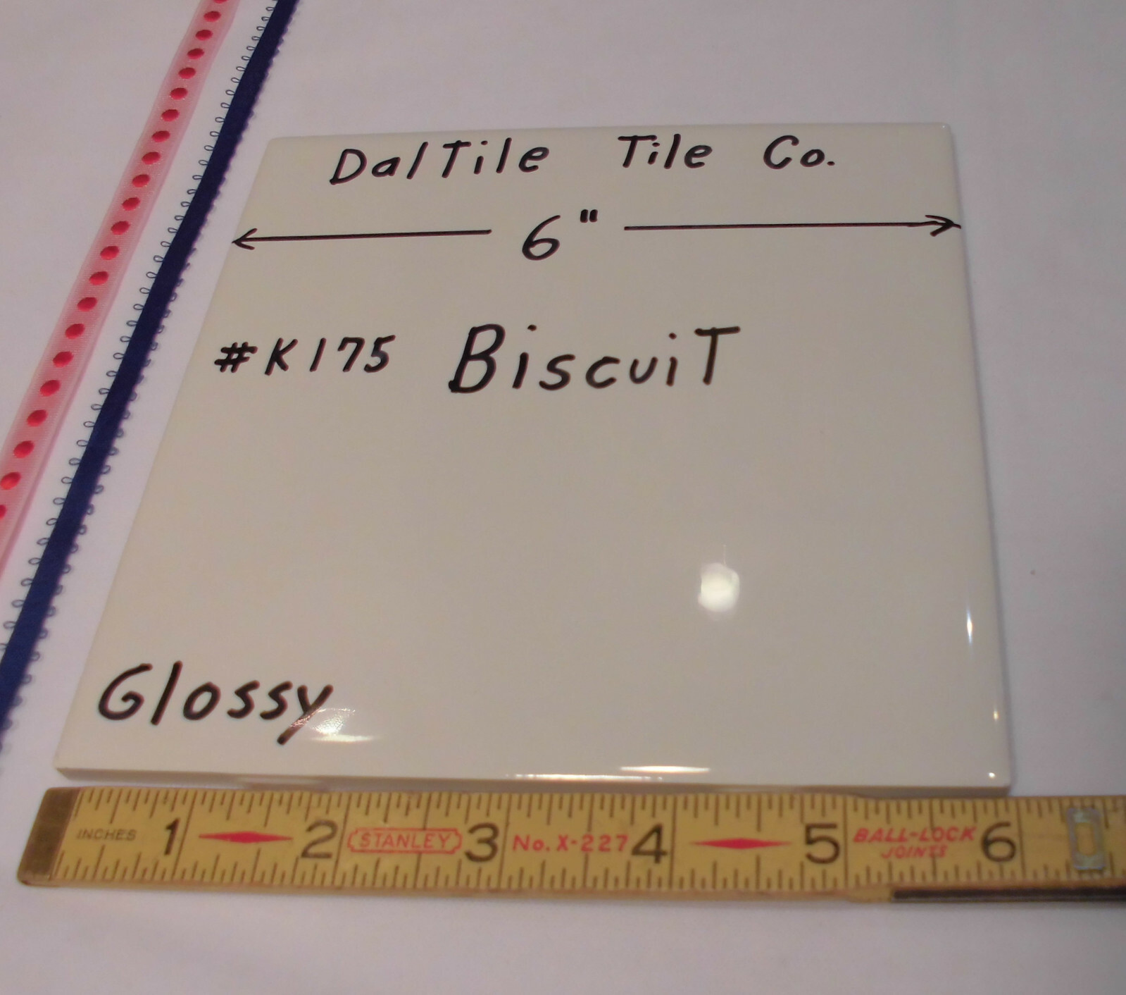 1 pc. Kohler Biscuit # K-175: 6″ X 6″ Gloss Ceramic Tile by Daltile Co. Mint