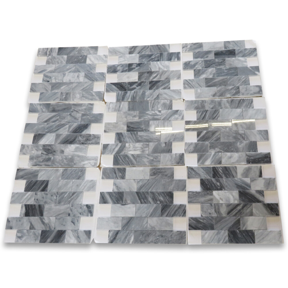 K64XP Bardiglio Gray Dark Grey Marble 2×4 Subway Wall & Floor Tile Polished