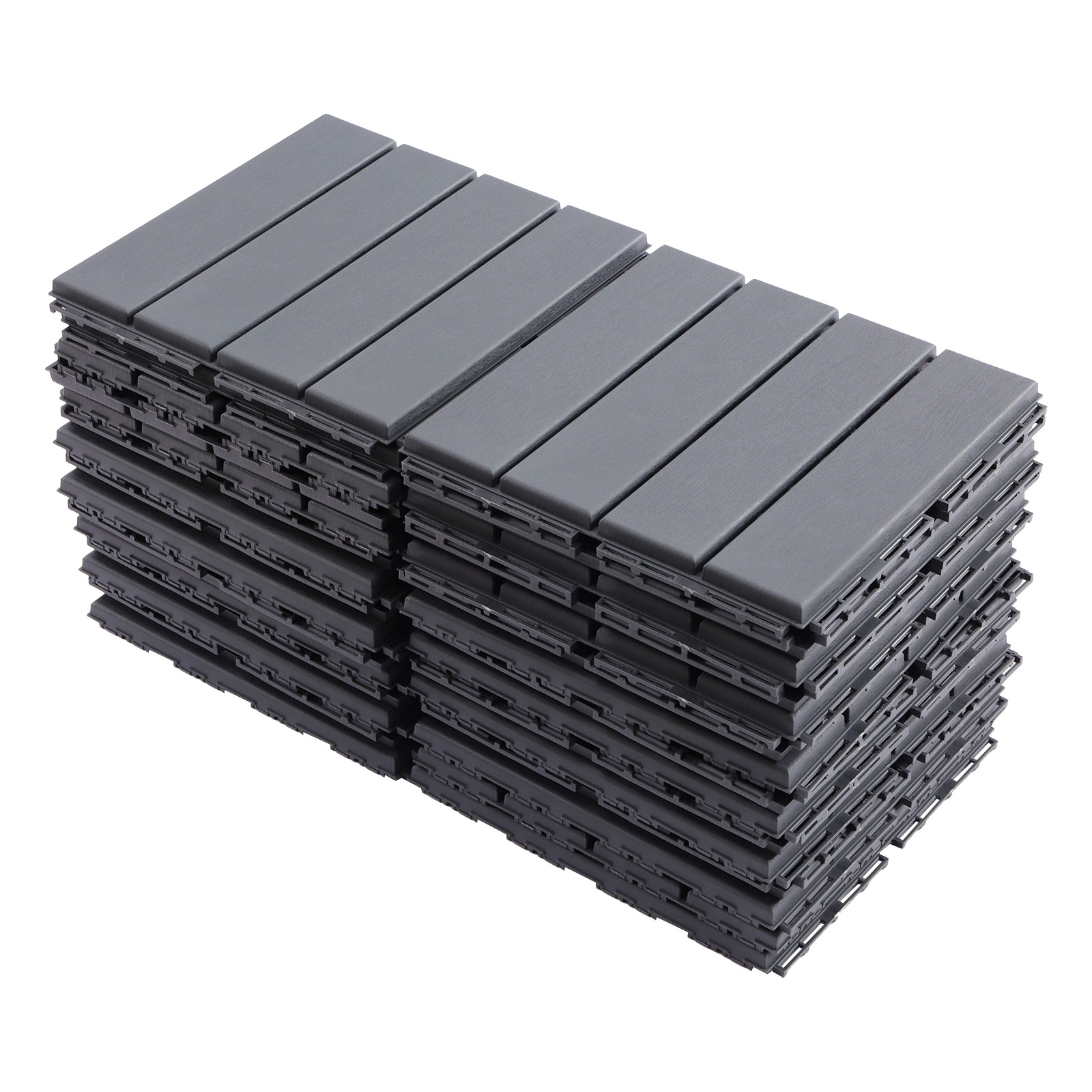 12″x12″ Interlocking Deck Tiles, 30 Pack Outdoor Patio Floor Tiles Dark Gray