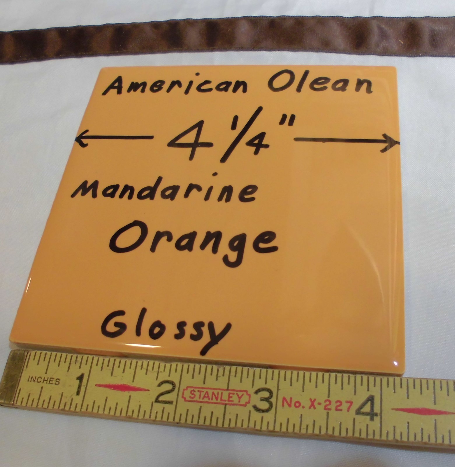1 pc. Glossy Ceramic Tile *Orange* by American Olean 4-1/4″ Brilliant Color, New