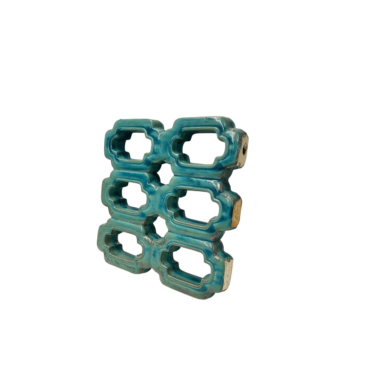 Chinese Rectangular Open Turquoise Mix Glaze Wall Floor Clay Tile GB224