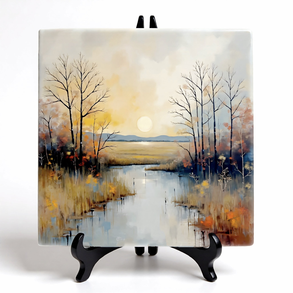 Landscape Ceramic Tile 3 sizes Trees Fall Autumn Printed in US