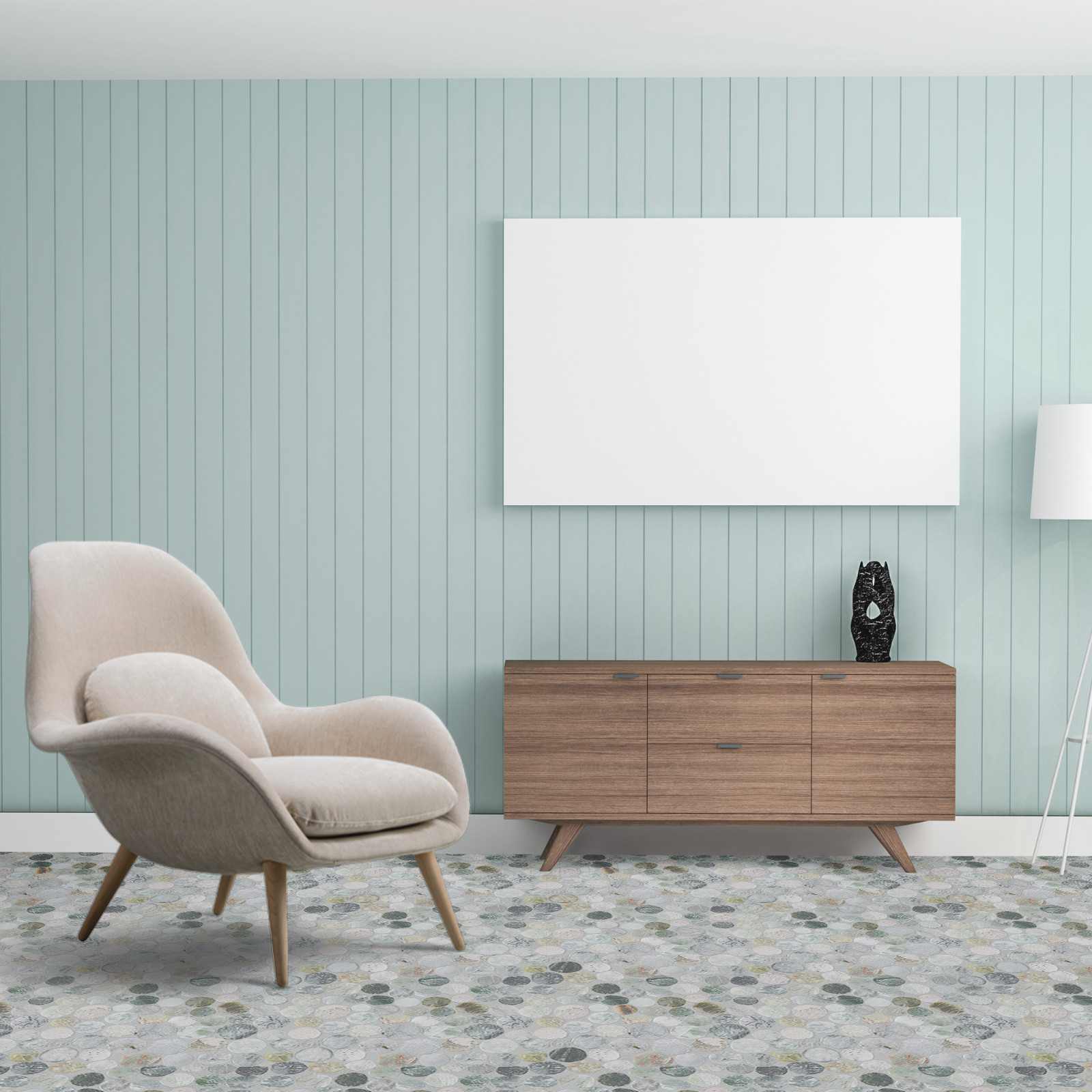 Sea Green Penny Round Pebble Mosaic Wall & Floor Tile ($14.57/SqFt)