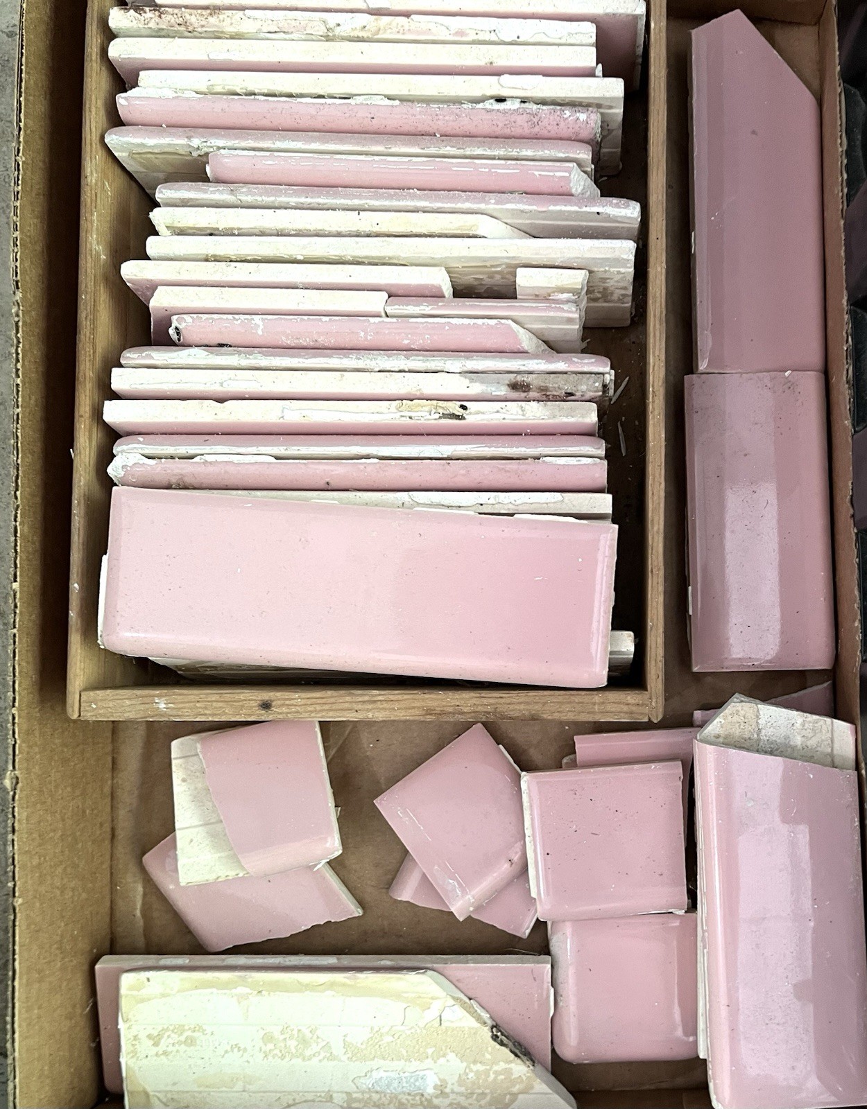 Vtg Lot 100’s-PINK Mosaic Tile USA Company-4 3/8″ Square Ceramic-Reclaimed-Ohio