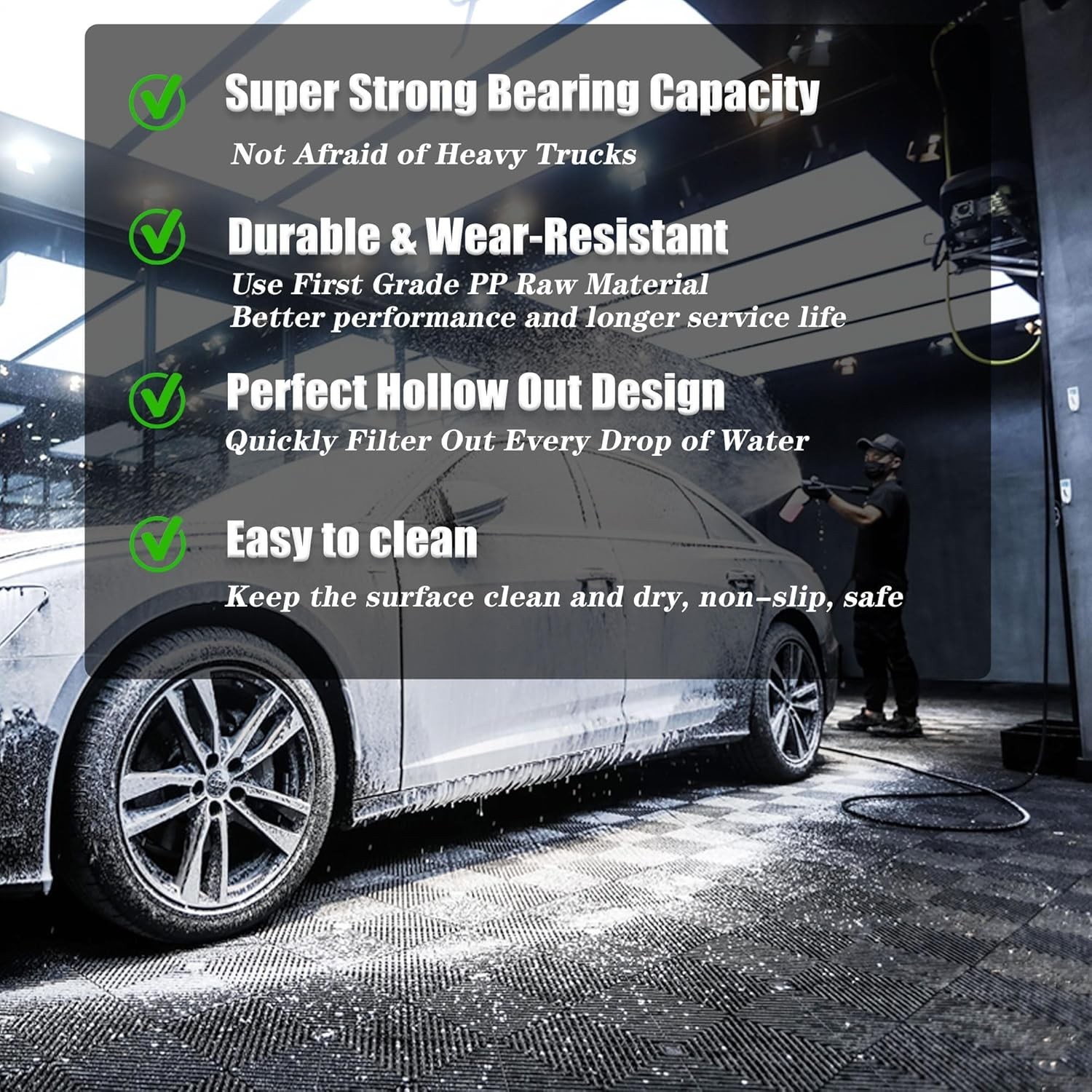 16″x16″ Interlocking Garage Floor Tiles – Easy Install with Drainage & Traction