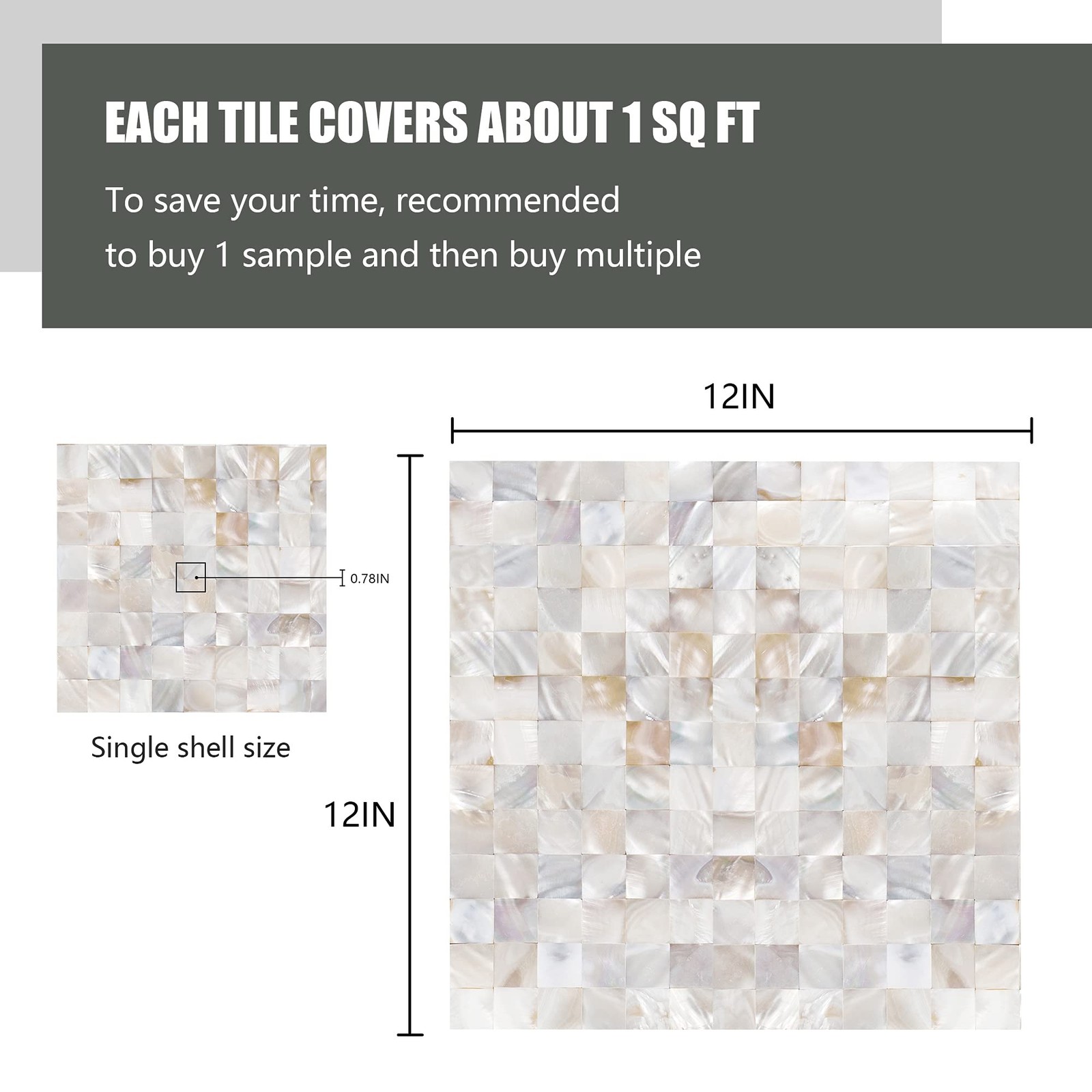 Peel Stick Mother of Pearl Shell Backsplash Tiles, 10 Sheets Natural