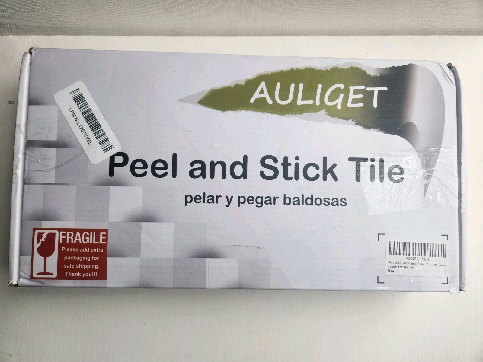 AULIGET 20 Sheets Faux Stone Peel and Stick Backsplash, White Marble Look PVC ne