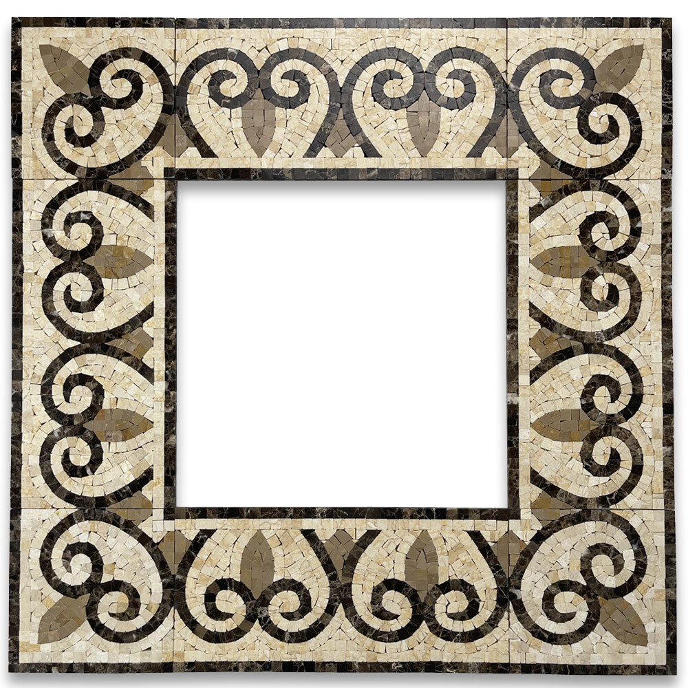 B0077P Marble Mosaic Border Listello Accent Tile Chandelier Emperador 5.9×12