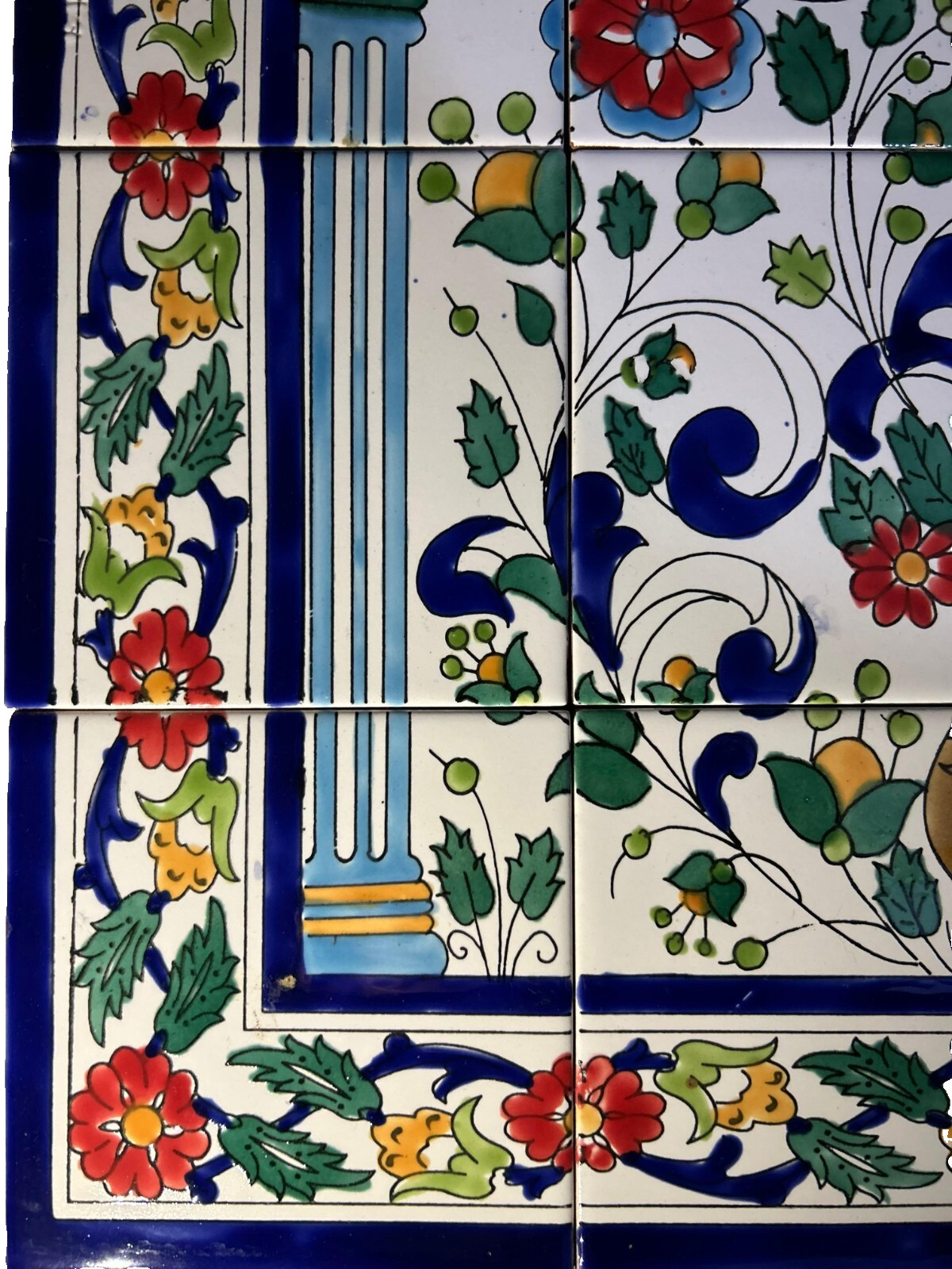 24″ x 30″ Ceramic Tile Mural Backsplash Art Wall Panel Hand Painted Flowers Tile