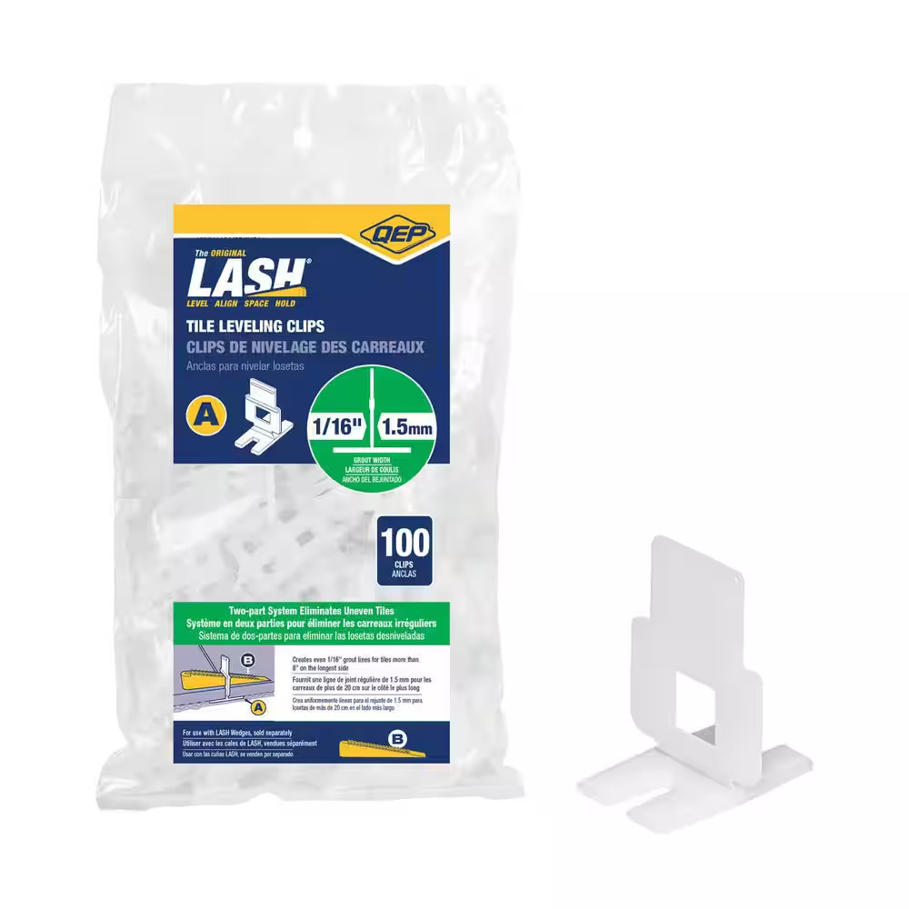 LASH White 1/16 In. Clip, Part a of 2-Part Tile Leveling System 100-Pack