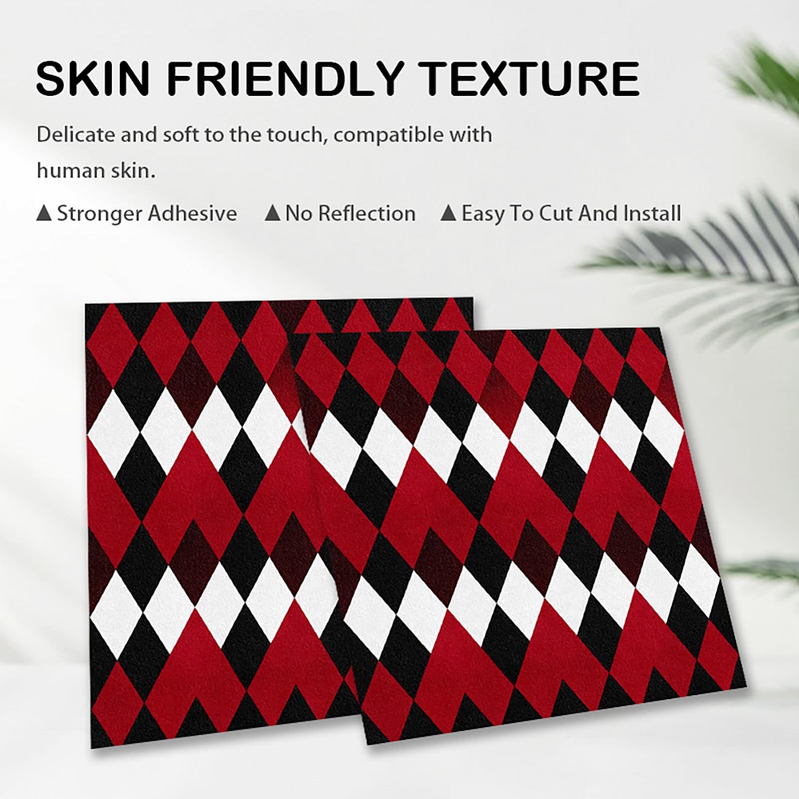 Peel and Stick Vinyl Floor Tiles, 11.8″x11.8″ Red & Black Argyle Pattern, 10-…