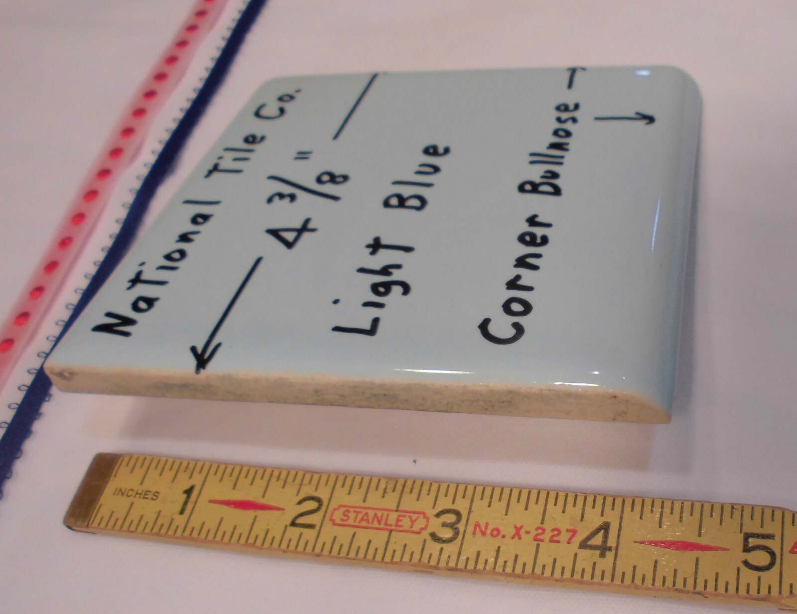 1 pc. *Twilight Blue* Ceramic Glossy Corner Bullnose 4-3/8″ National Tile Co.