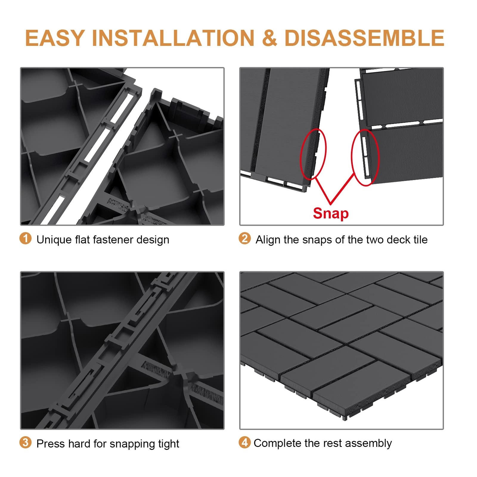 Goovilla Plastic Interlocking Deck Tiles, 9 Pack Outdoor Patio Flooring, 12″x…