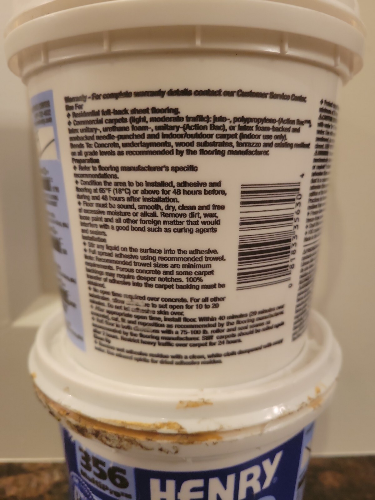 2( Two) Cans HENRY Premium Multipurpose CARPET & SHEET VINUL Adhesive 1 Quart ea