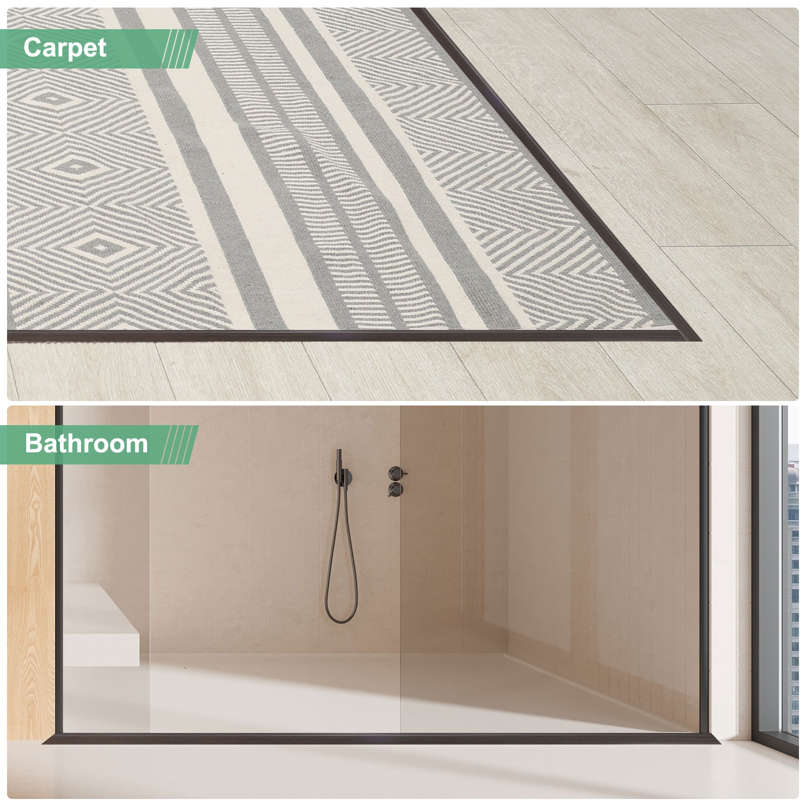 Floor Transition Strip, Heights Within 3/5Inch(15mm)[Dark Brown Wood Grain]