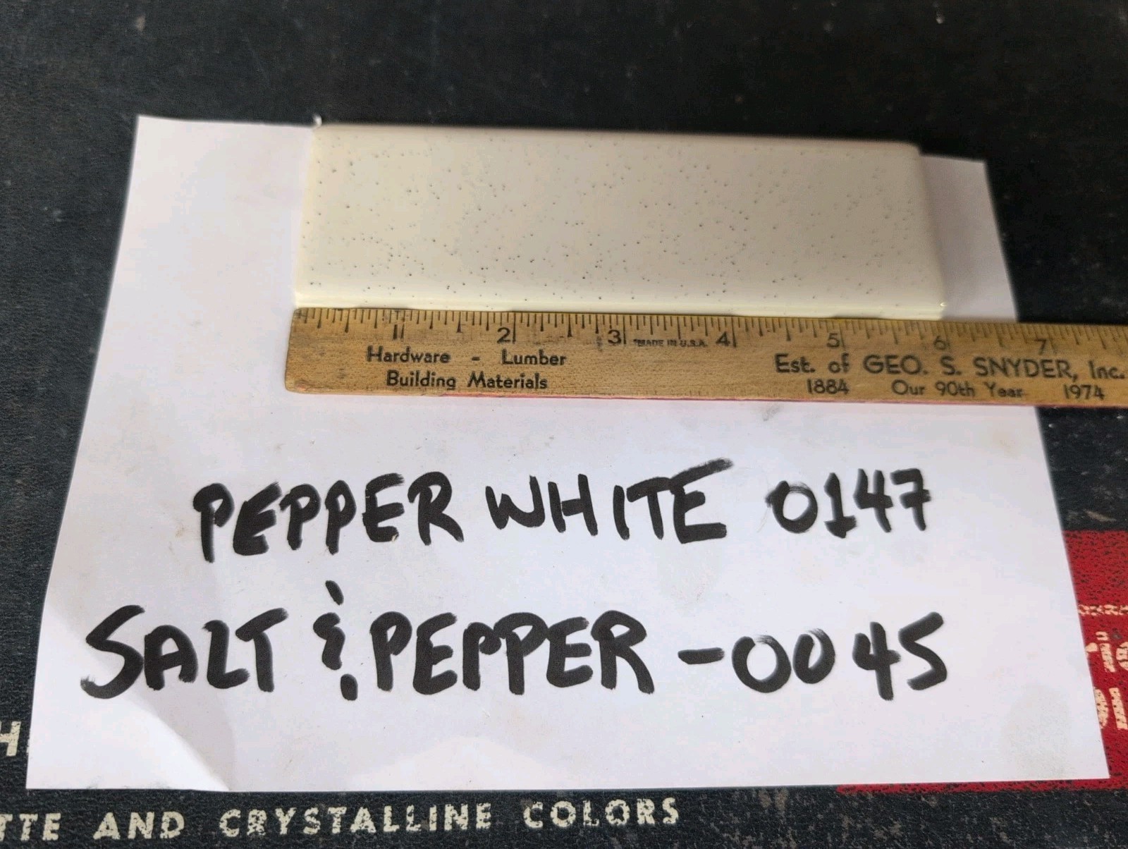2 pieces S4269 2×6 Ceramic Tile 0147 Pepper White Daltile thinset bullnose AO 45
