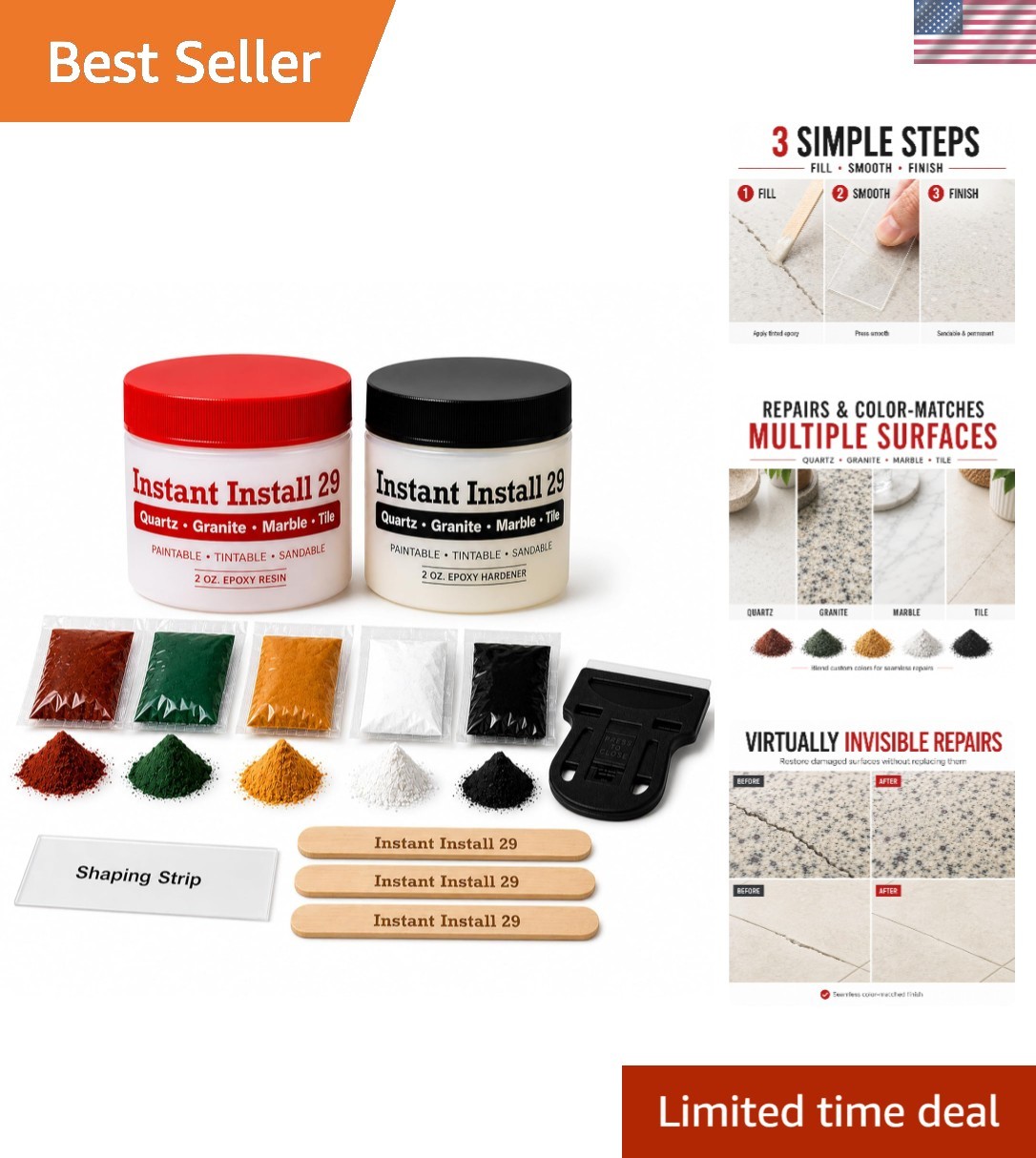 All-in-One 4 oz. Countertop Repair Kit with EZ-Tint for Seamless Color Matching
