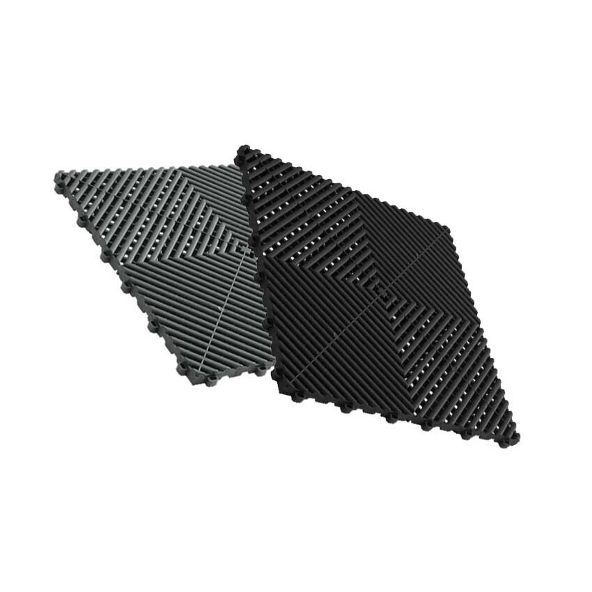 Two Car Garage Set of GTools 400 series Ribbed Floor Tiles Plus Front Edging