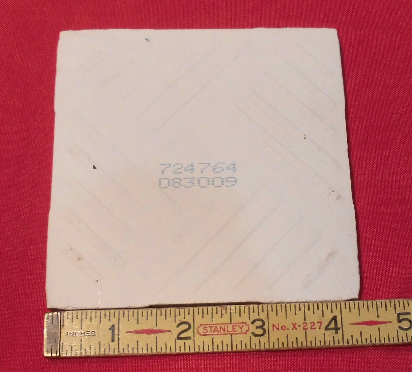 1pc. *Glossy & Bumpy; Bone #M-078* Ceramic Tile 4-1/4″ by United States Tile Co.