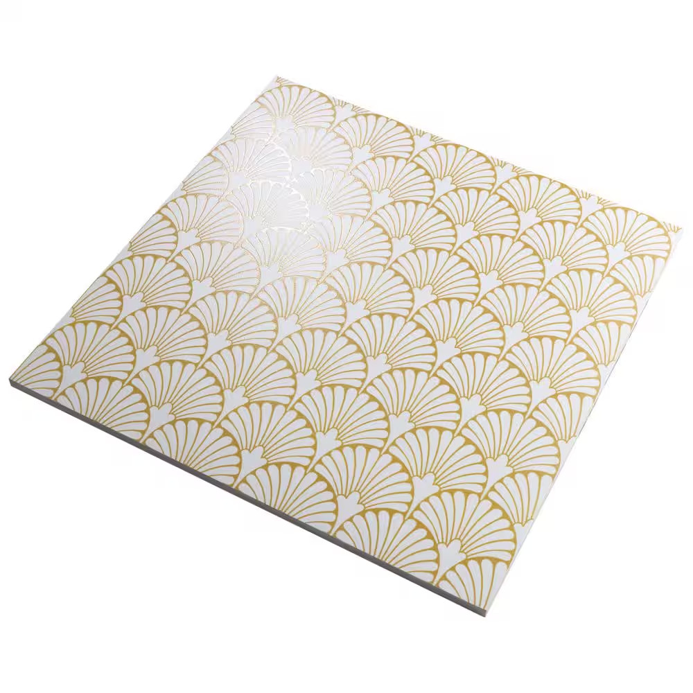 Art Deco Manhattan White 11-3/4 In. X 11-3/4 In. Porcelain Floor and Wall Tile (