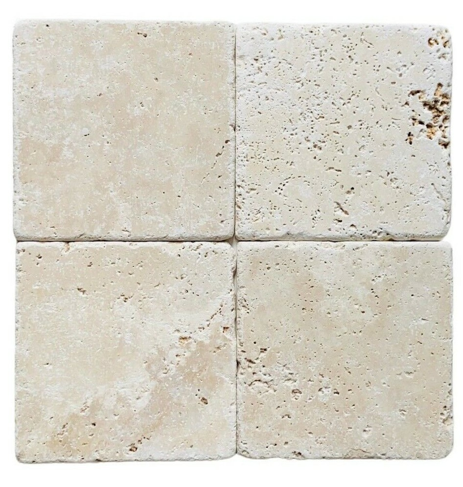 Light 6×6 Tumbled Antiqued Travertine Tile Backsplash Wall(Sold by single piece)