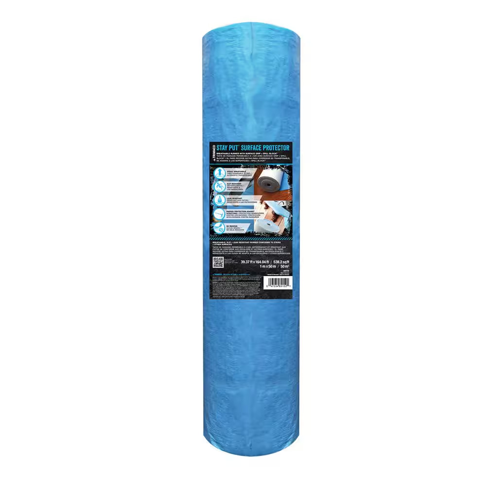 Stay Put Surface Protector 3.2 ft. x 164 ft Lightweight Reusable Durable Cloth