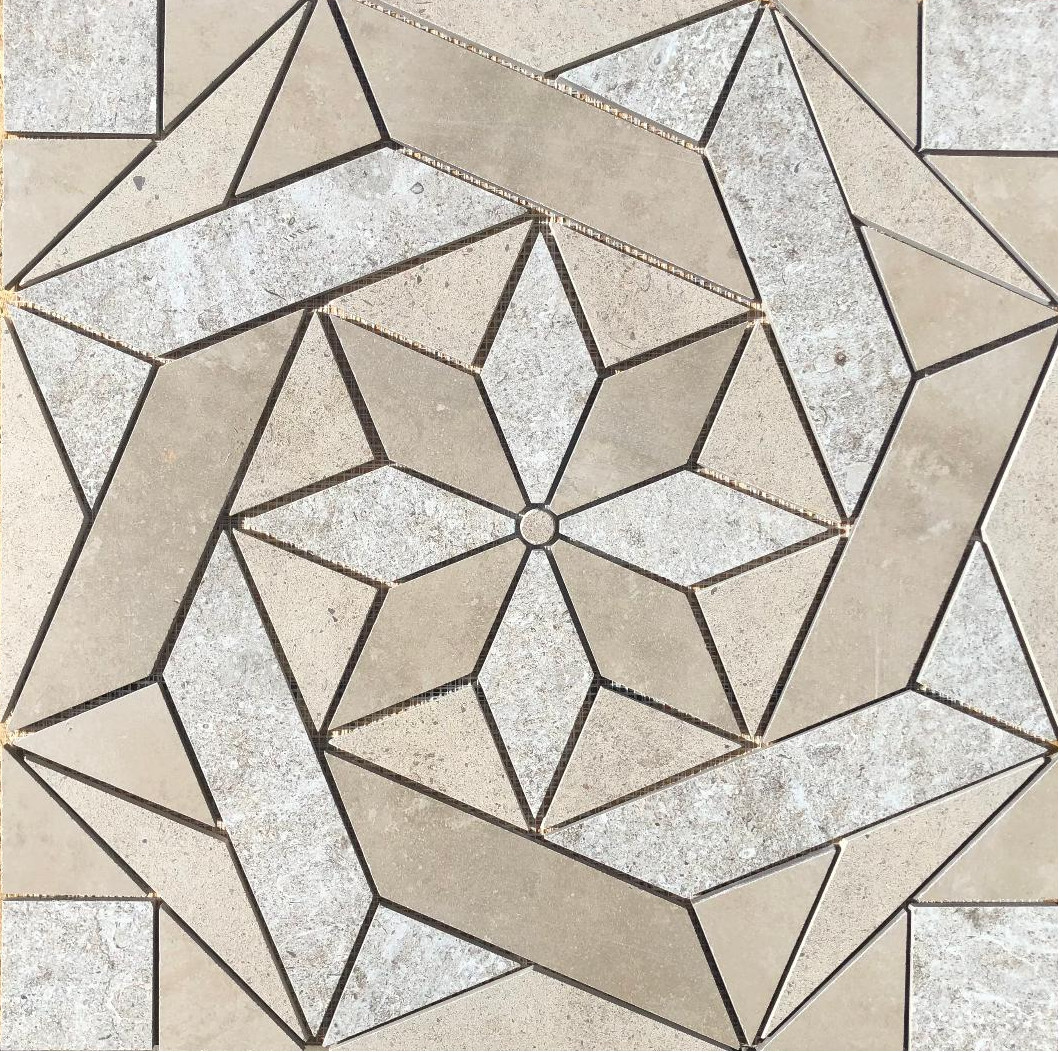 22 1/4″ x 22 1/4″ Porcelain Tile Medallion Accent Mosaic (A2)