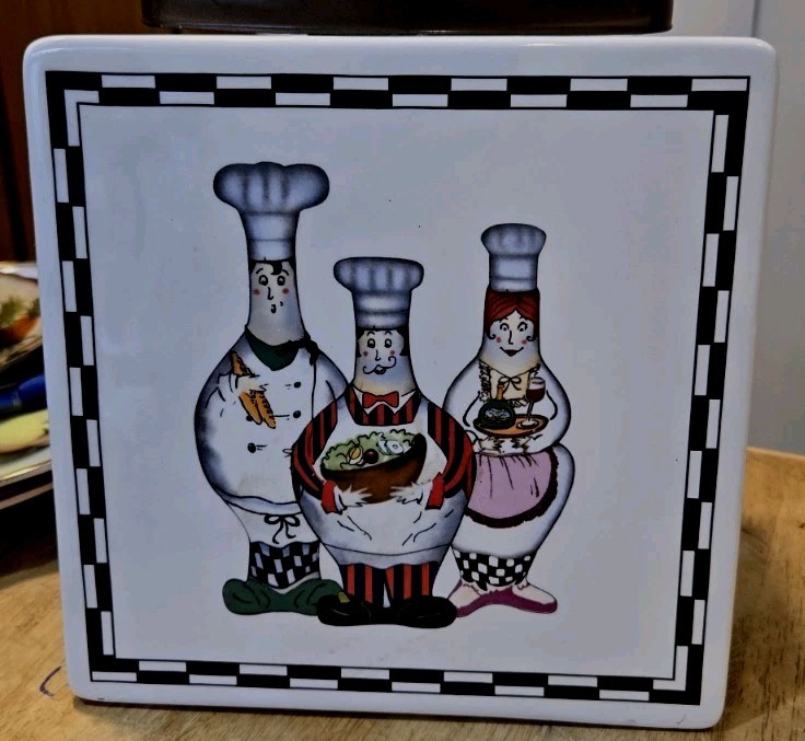 Ceramic Trivet Art Tile Fat Chef Black, White & Red 8″