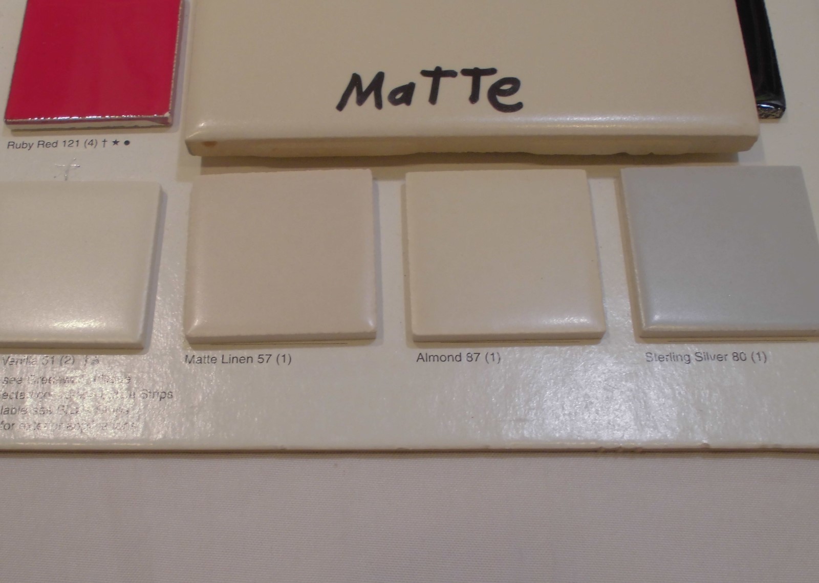 1 pc. Vintage Matte *Almond* Ceramic Tiles 4-3/8″ by Mid-State-Tile NOS