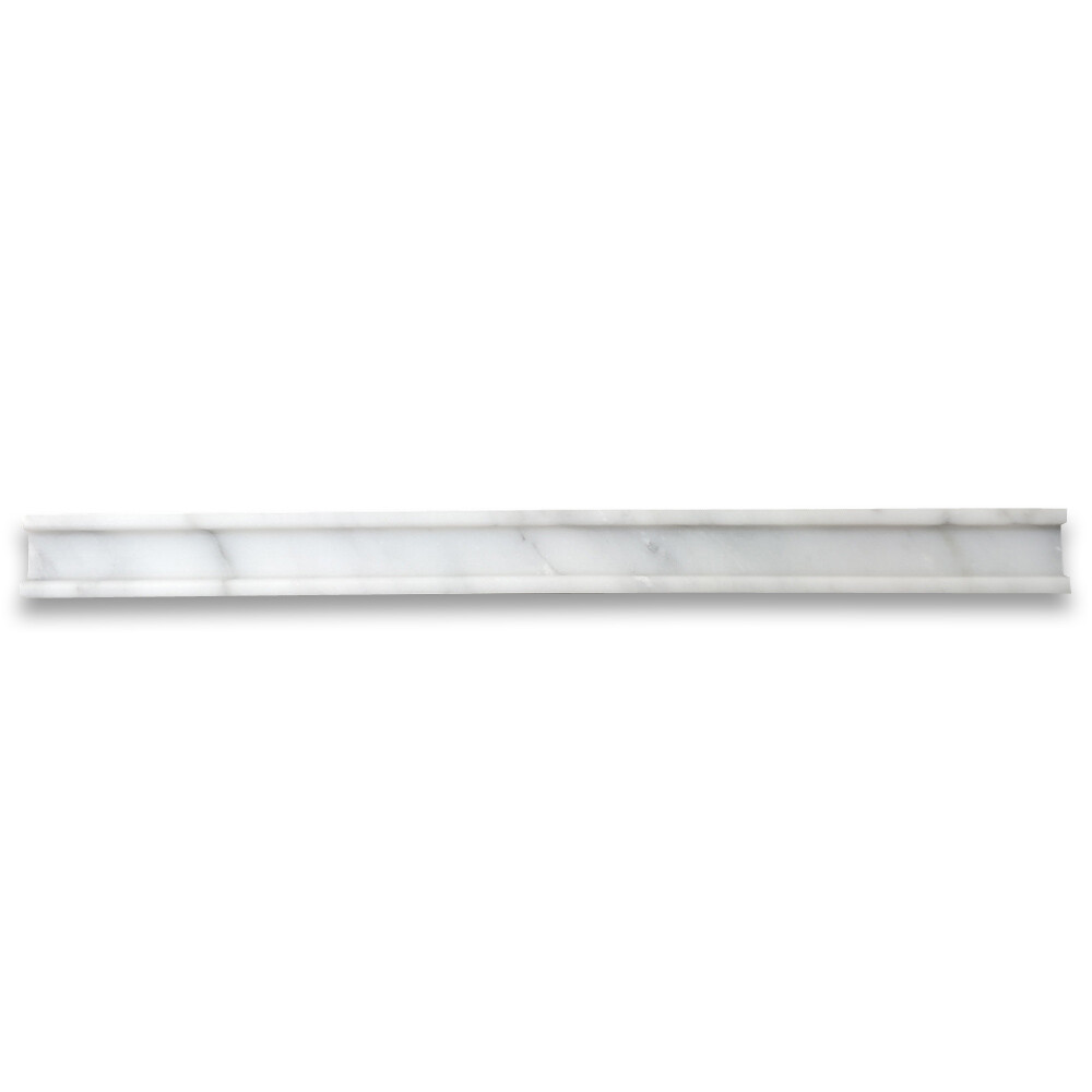 C15H Carrara White Marble Groove Square Edge Liner Pencil Trim Tile Honed