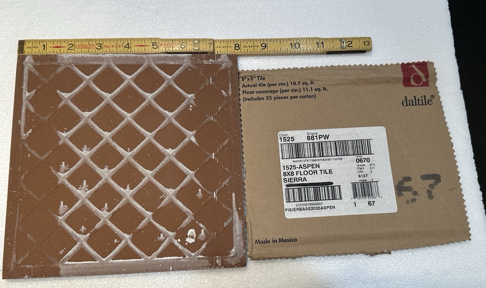 1 pc. Aspen – Splotchy Light Browns: 8″ Daltile Ceramic Floor Tile, New Stock